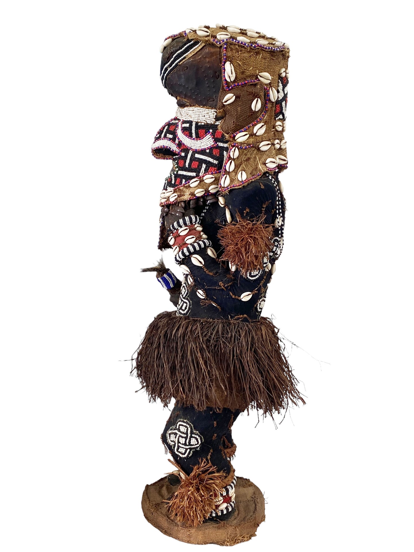 # 5469 Rare Royal Kuba Mukenga Beaded  Bird Dancing sculpture Congo Africa 32" H