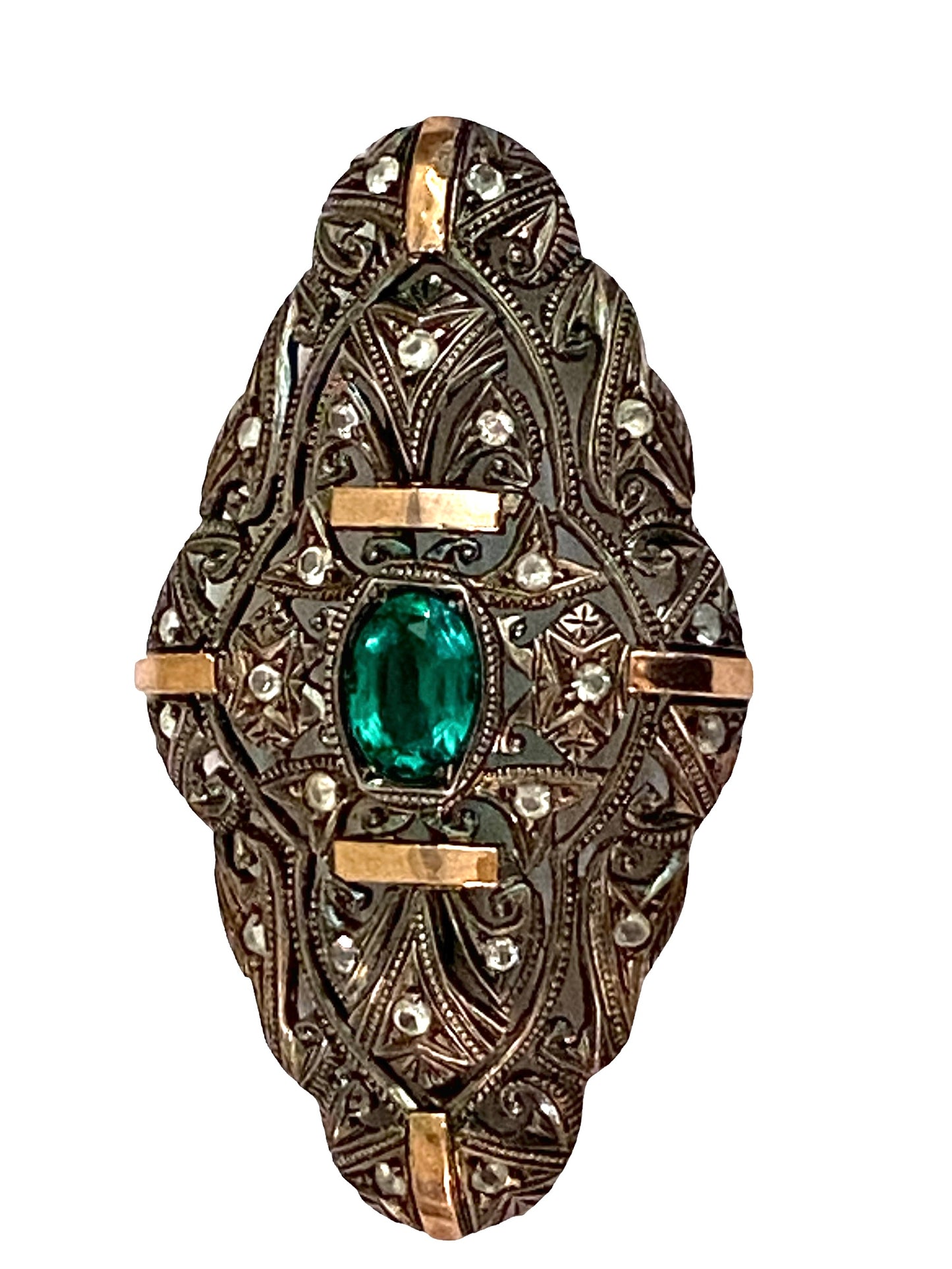 #4485 Superb Old Silver Marcasite Brooch/Pin with Stones