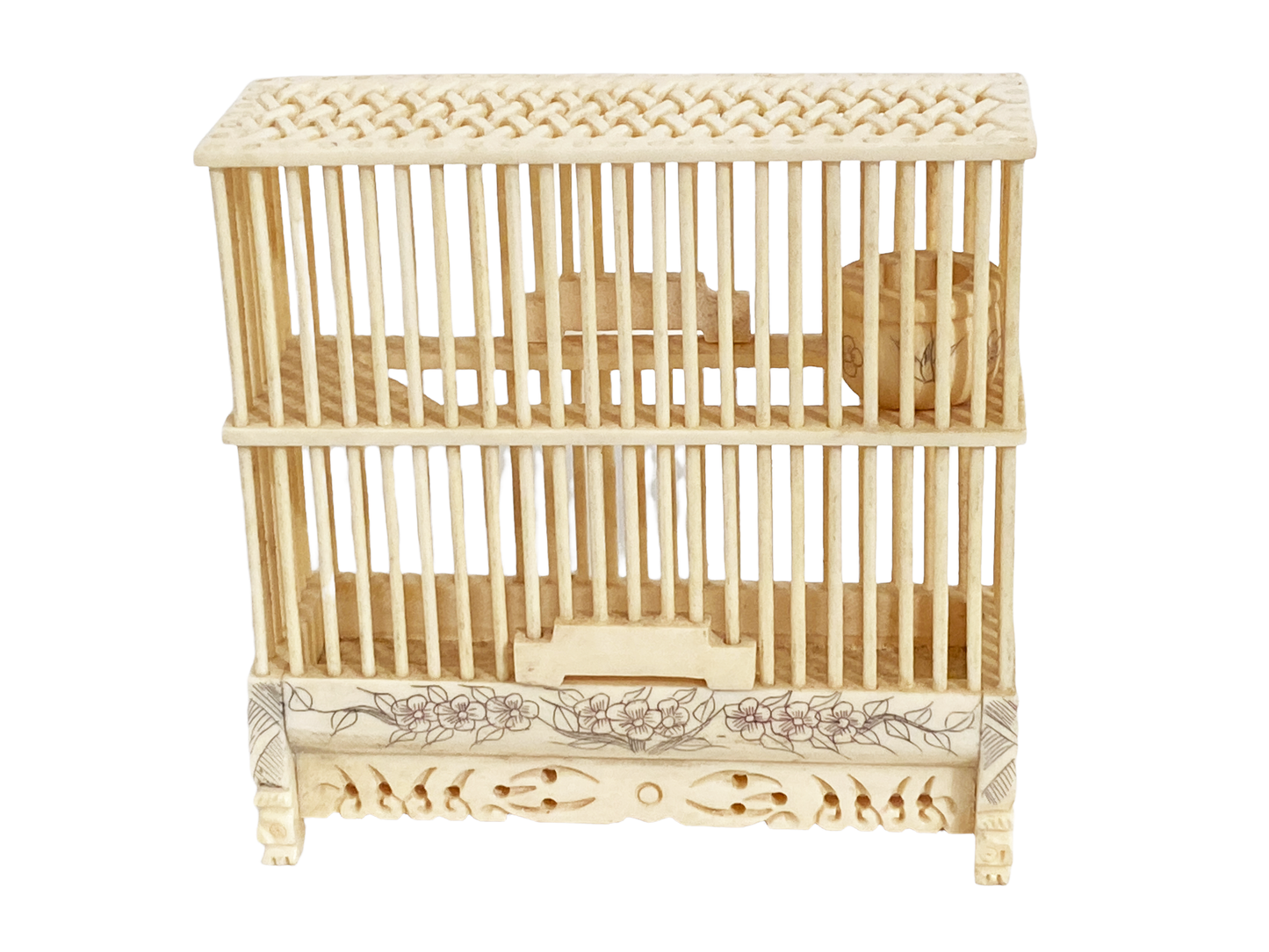#194 Chinoiserie Hand Carved Cricket Cage