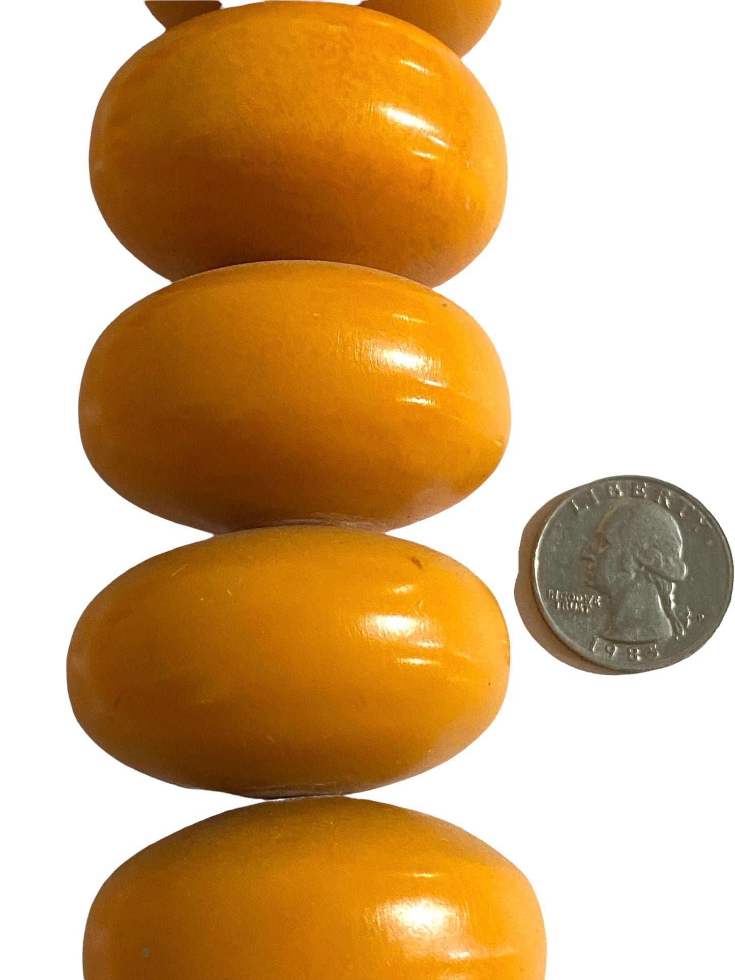 #4555 Jumbo African Currency 40 Amber Beads Nigeria