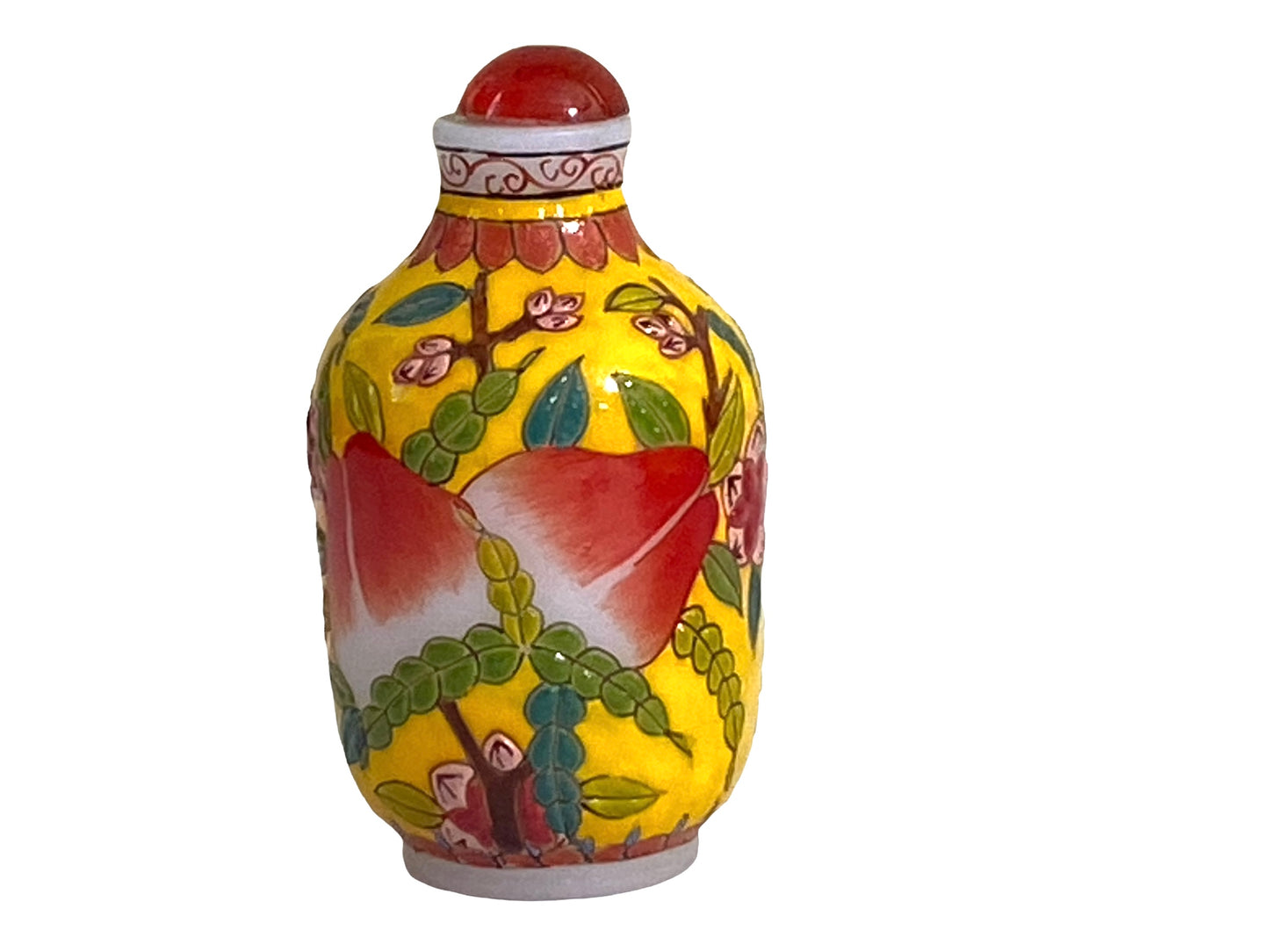 #5947 Chinoiserie Overlay Carved Peking Glass Snuff Bottle