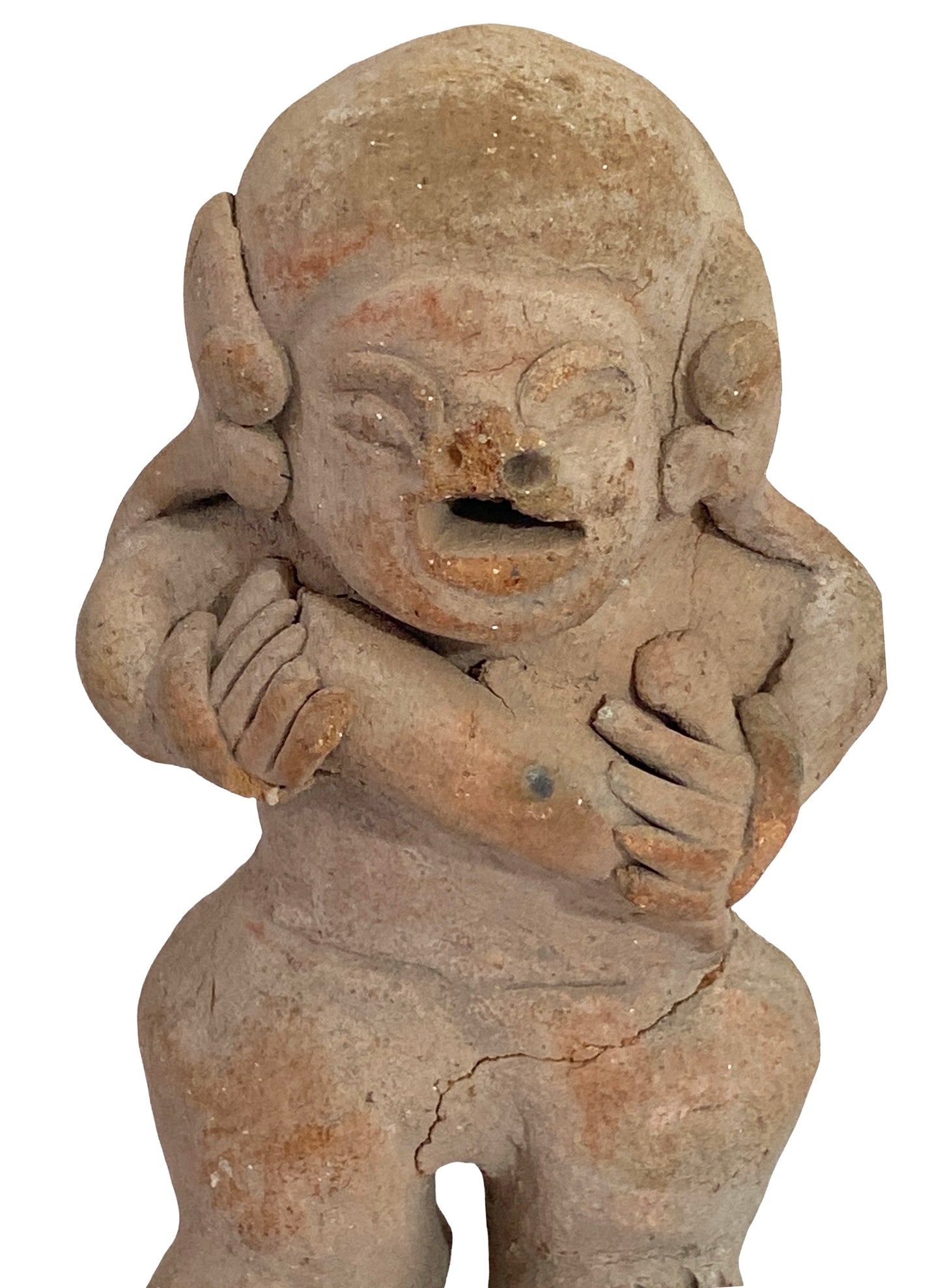 #4622 Rare Pre-Columbian - Jama Coaque Male Figure Holding a Ball