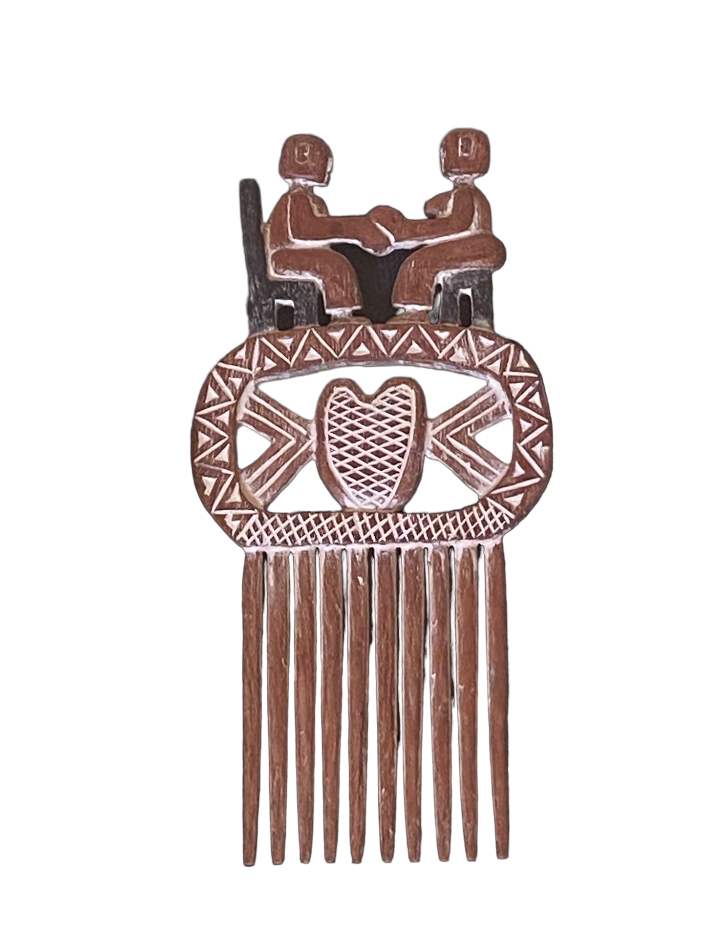 #4905 Superb   African Ashanti Ghana Marriage Comb 15" H Framed