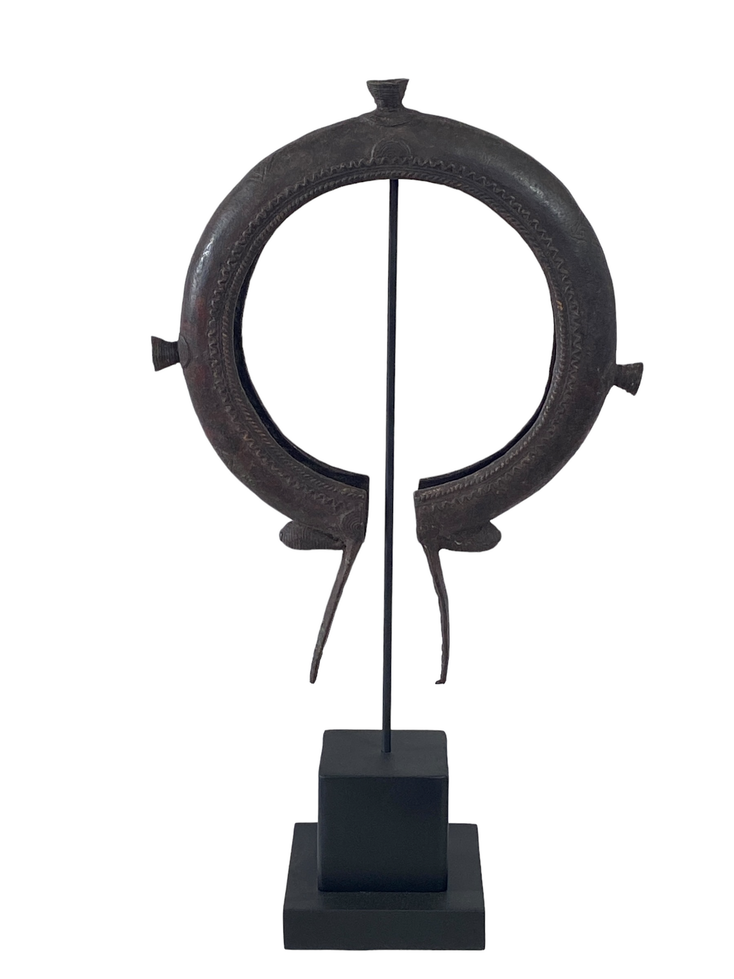 #4949 LG African Old Tikar People Currency Bracelet  Cameroon 22.25" h w/stand