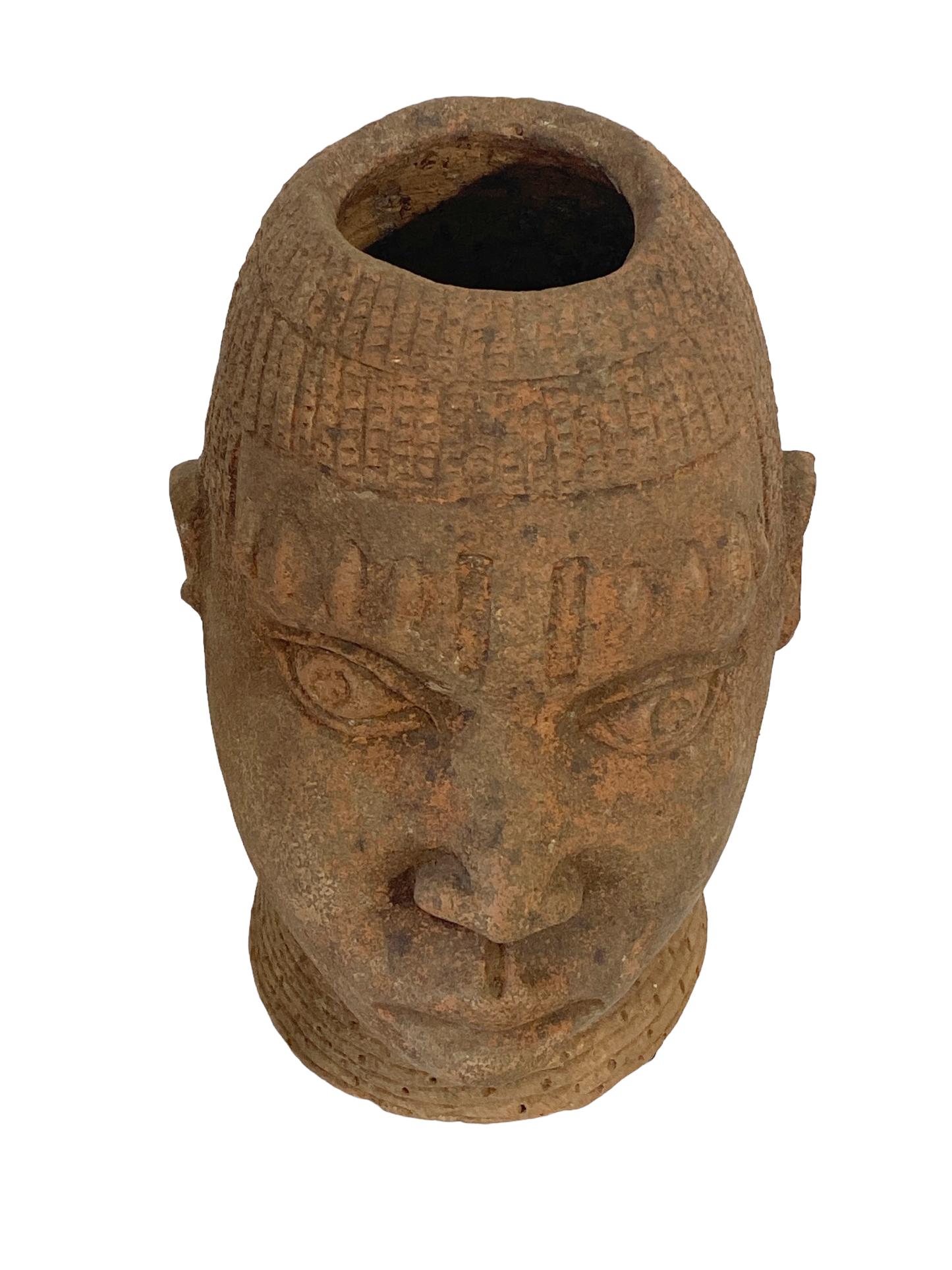 #8356 Large Ife Clay / Terracotta Head of Oni Yoruba Nigeria African 18" H