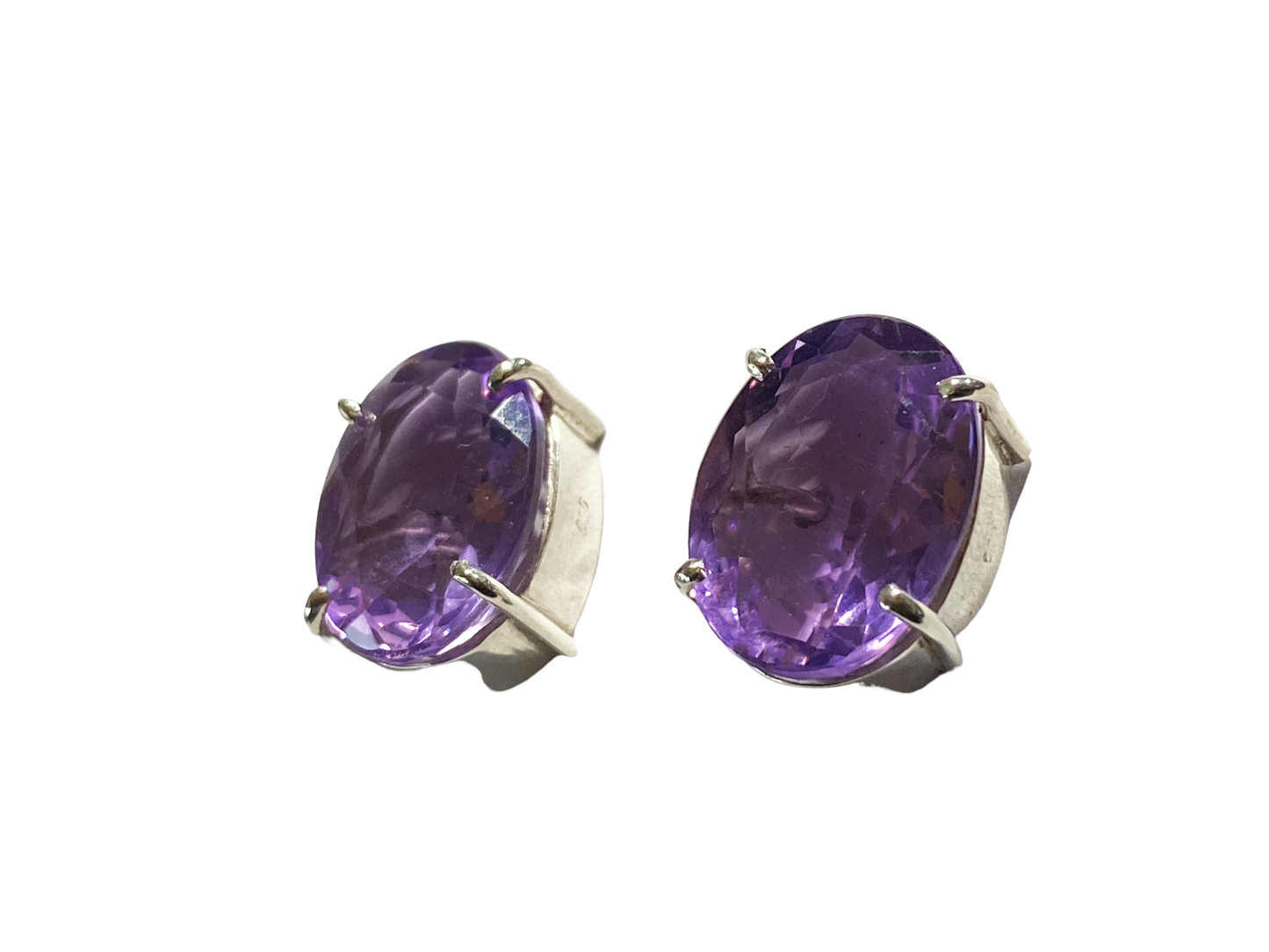 #5053 Custom Made Sterling silver Genuine Brazilian Amethyst Studs