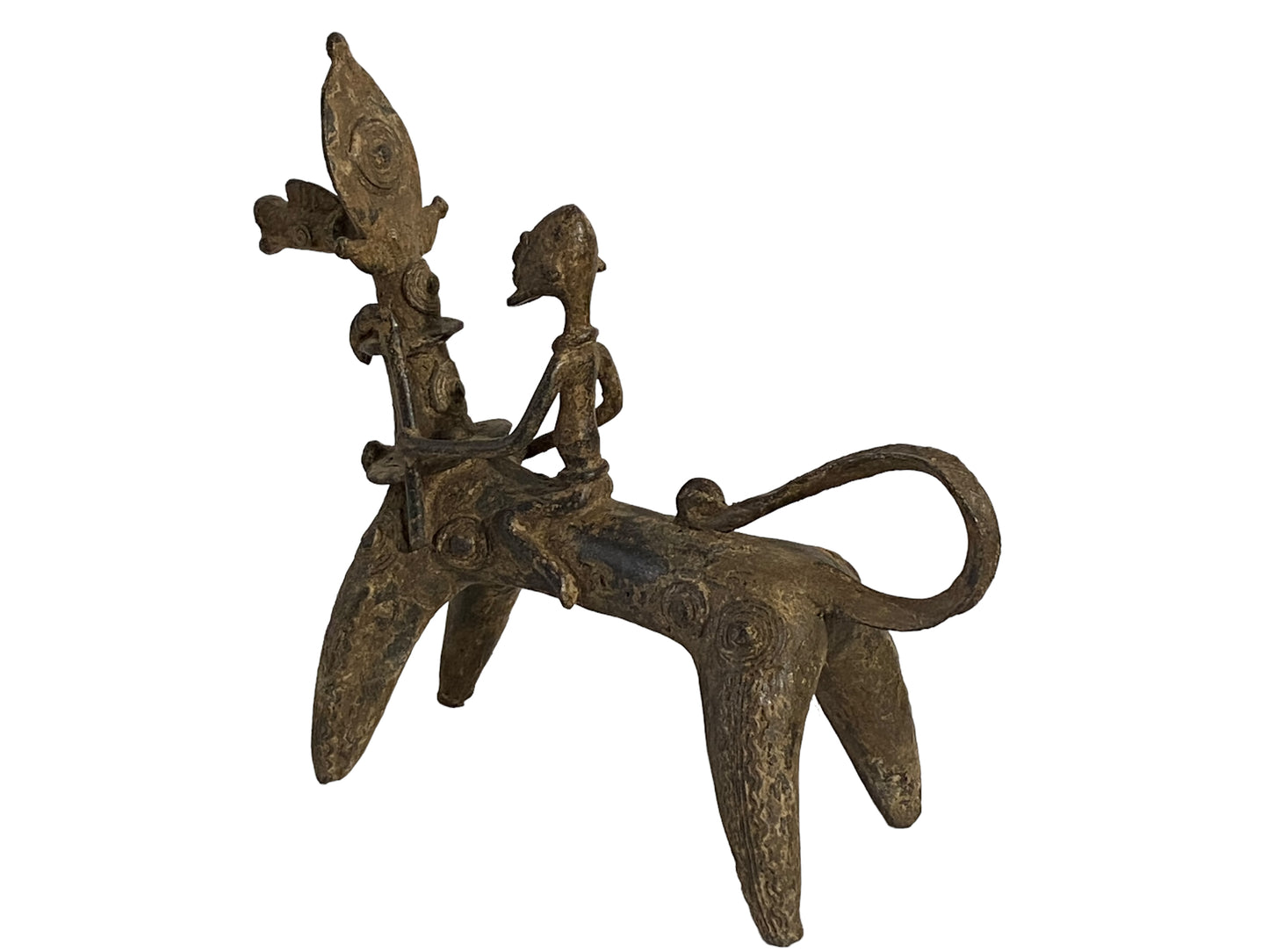 #5405 Superb African Nobility Dogon Bronze Horseman 11" H by 12"W