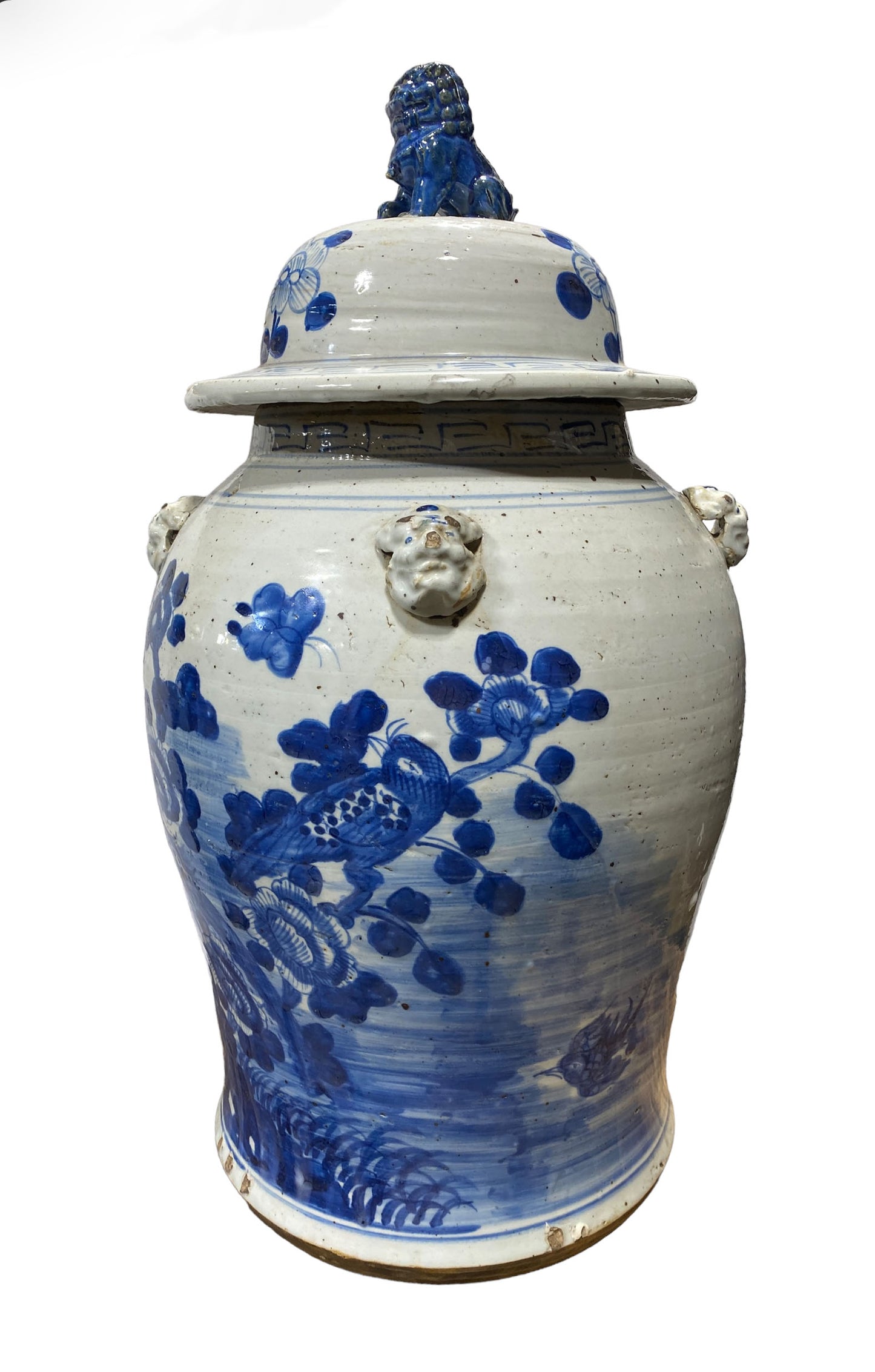 #248A Lg Chinoiserie Blue & White Porcelain Ginger Jar, 24" H
