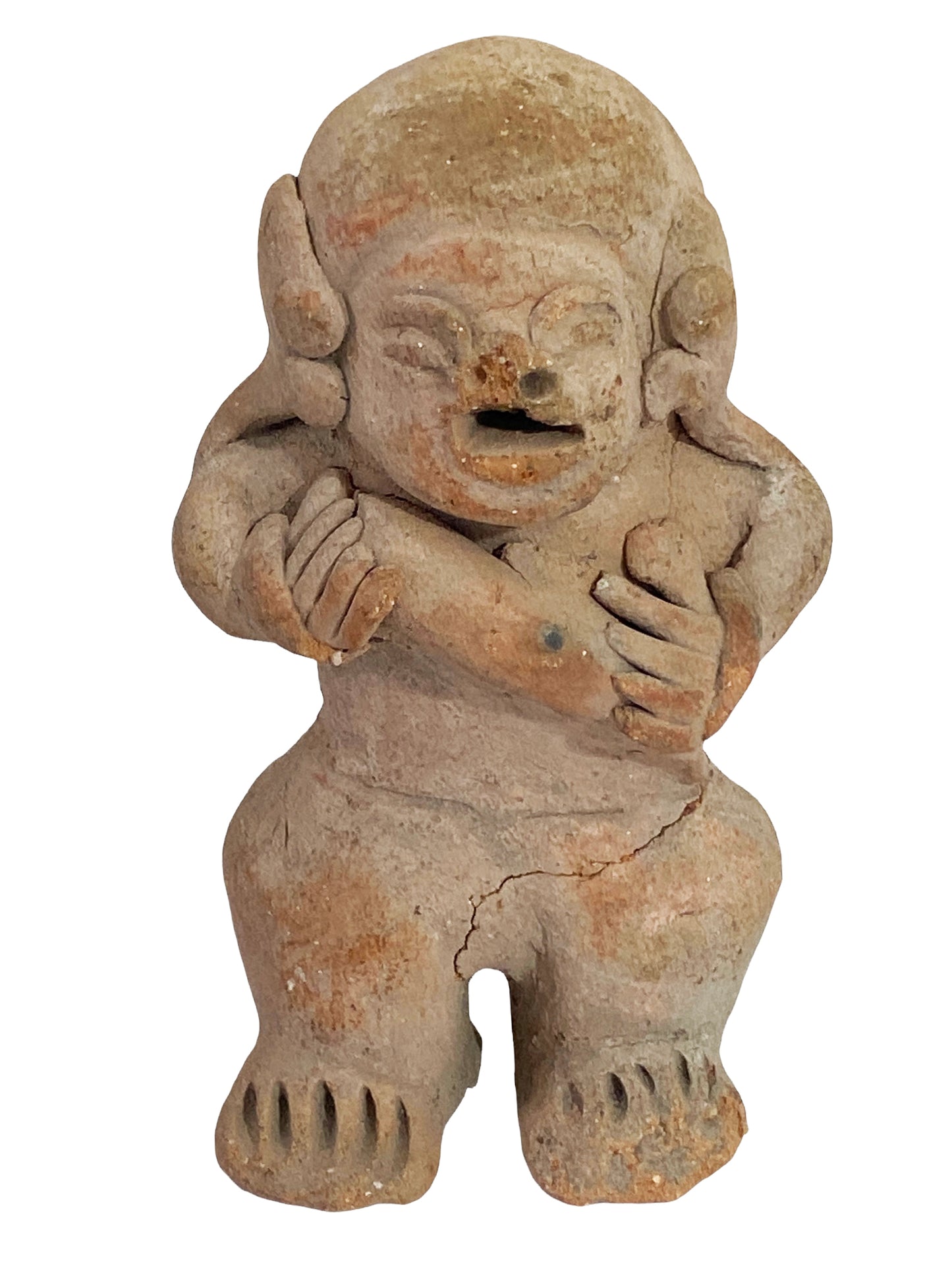 #4622 Rare Pre-Columbian - Jama Coaque Male Figure Holding a Ball