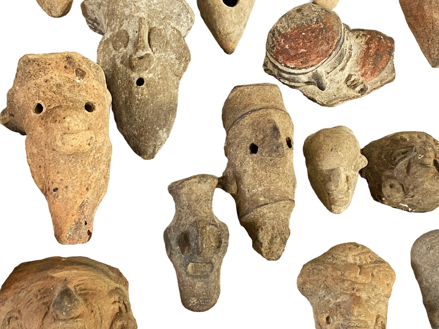 #4635 Rare Pre-Columbian Mounted Pottery 17 Fragments