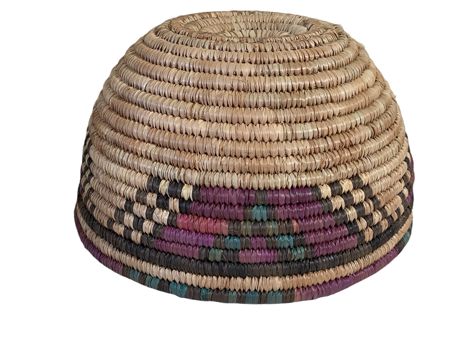 #4777 Vintage Woven Hausa Kanuri Tribe Coil Basket 10.5" x 5.5" Tall N. Nigeria