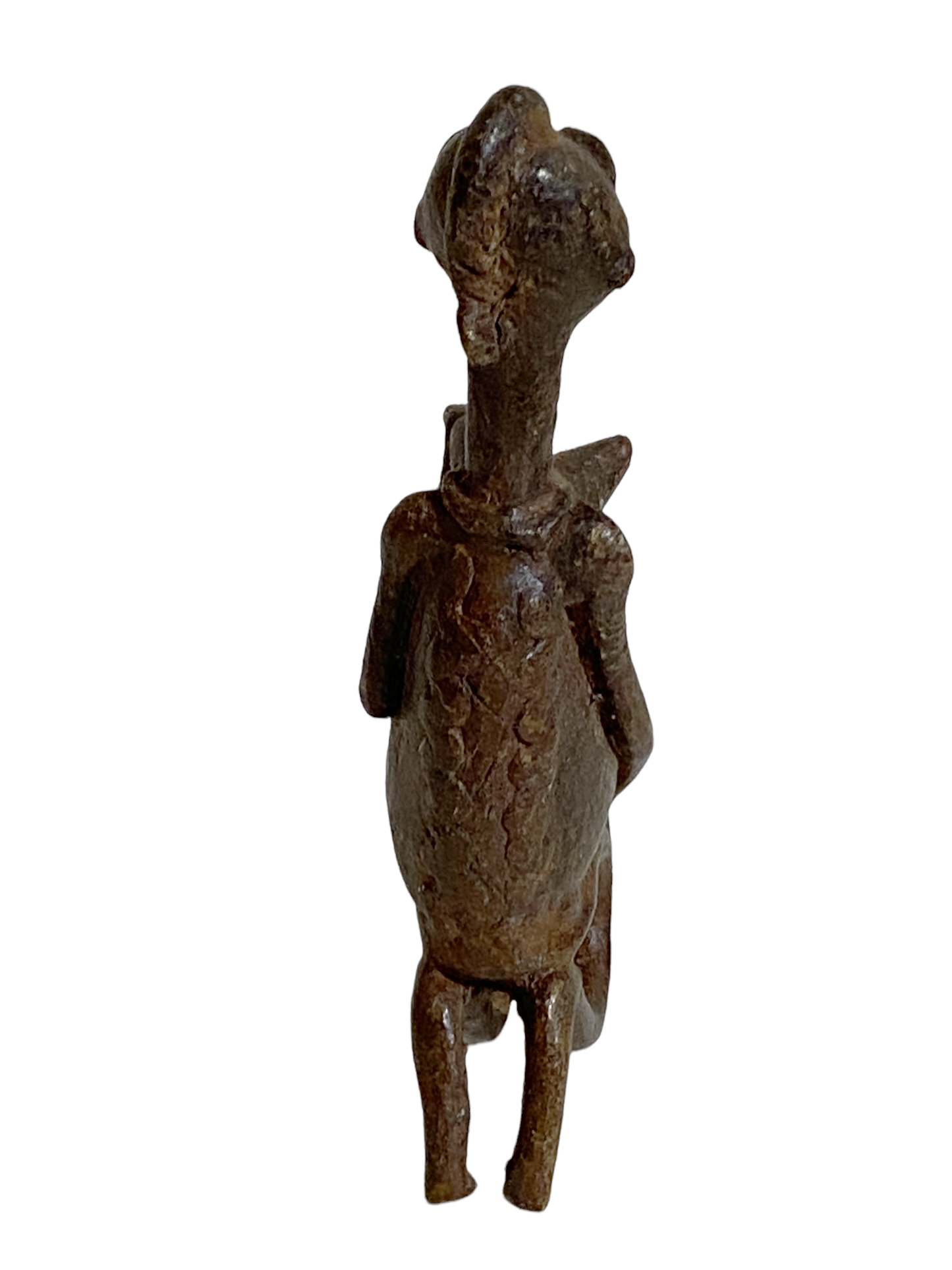 # 4808 African Old Dogon Bronze Figure of a Seating female Mali 5" h