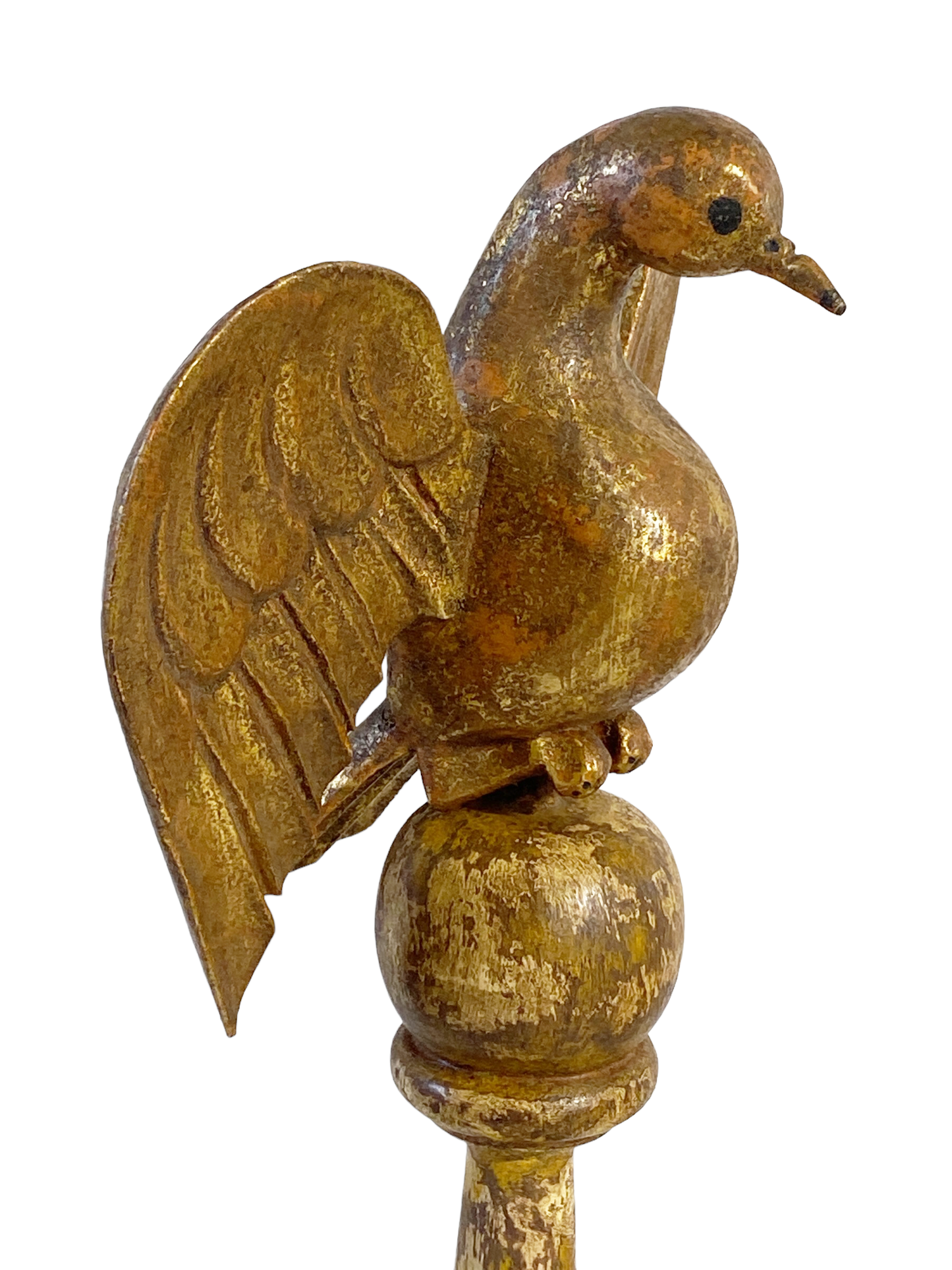 #4952 European Carved Wood Bird Sculpture on Finial 19" H