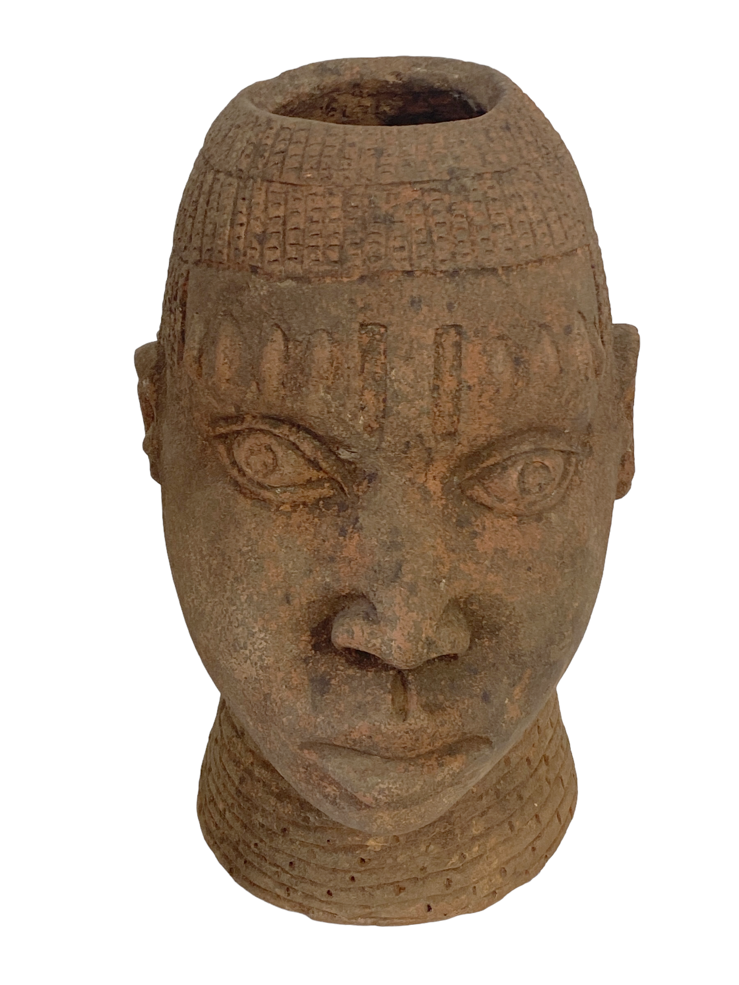 #8356 Large Ife Clay / Terracotta Head of Oni Yoruba Nigeria African 18" H