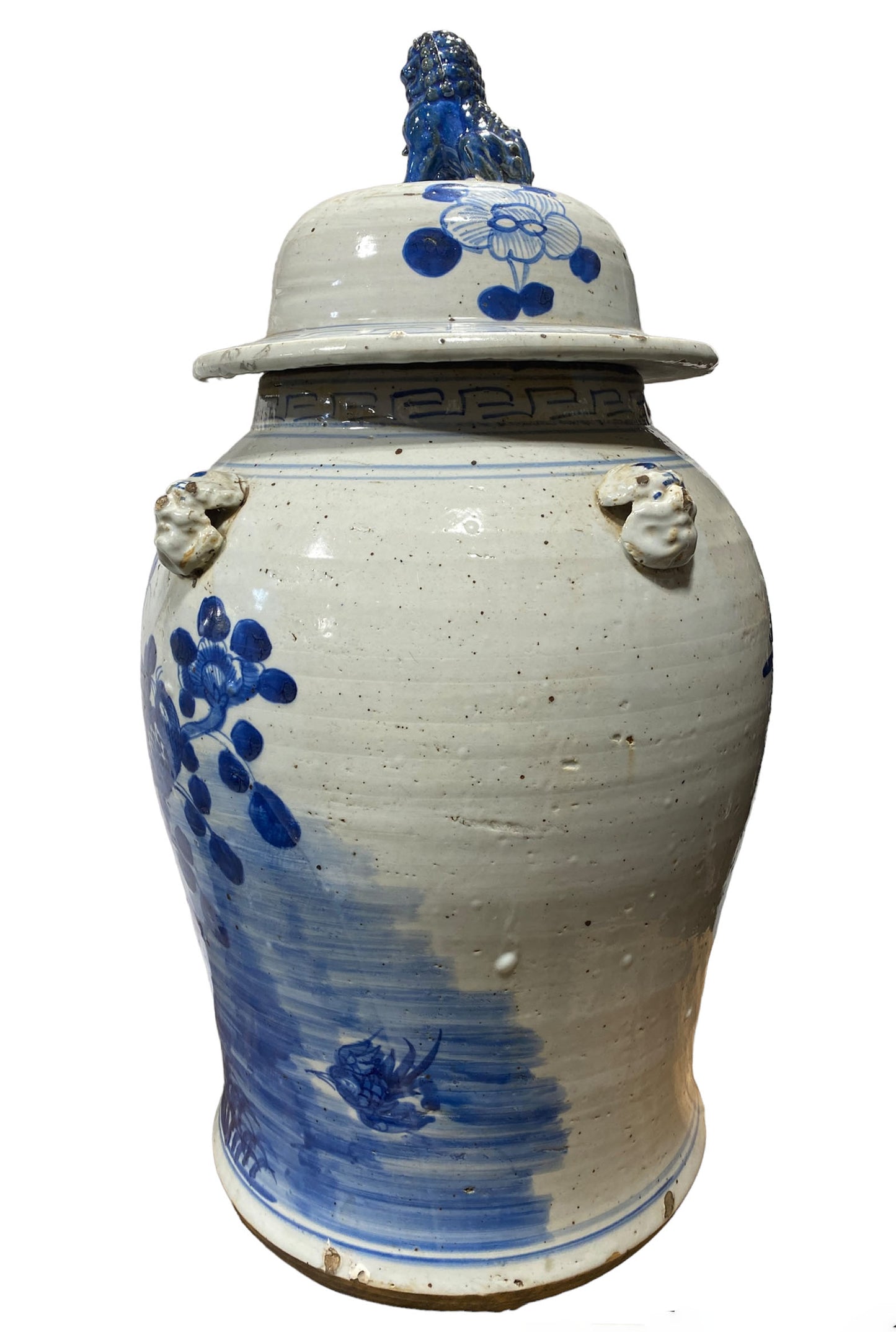 #248A Lg Chinoiserie Blue & White Porcelain Ginger Jar, 24" H