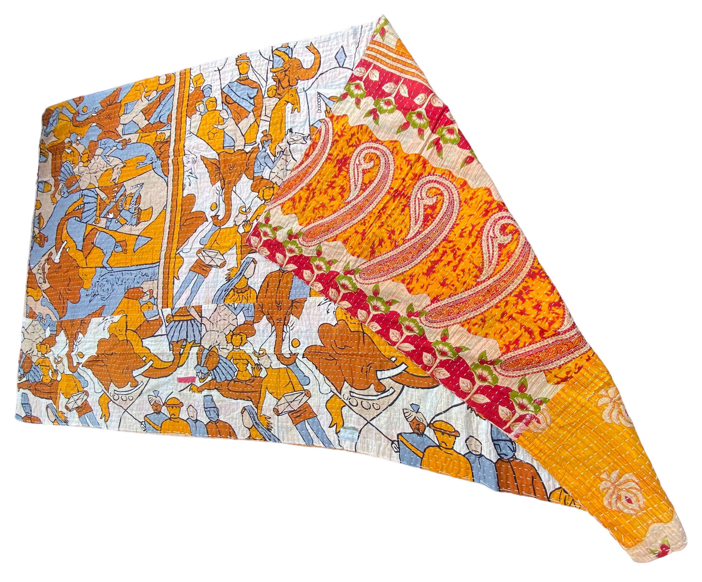 #5258 Vintage Indian CottonThrow Kantha Quilt 86" H