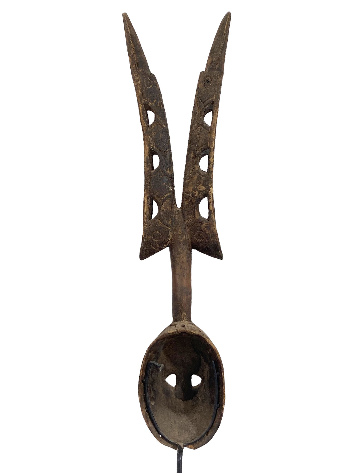 #5472 African Vintage Dogon Antelope Mask Mali 51.5" H W/Iron Stand