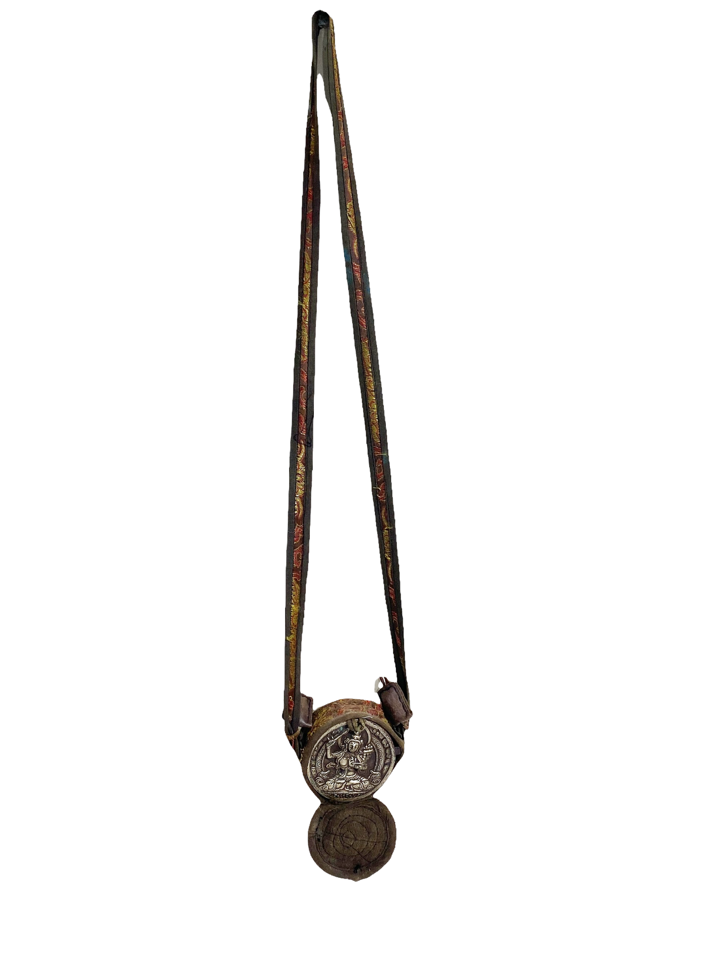 #4596 Vintage Tibetan Buddhist Ghau Traveling Prayer Bag 23" H