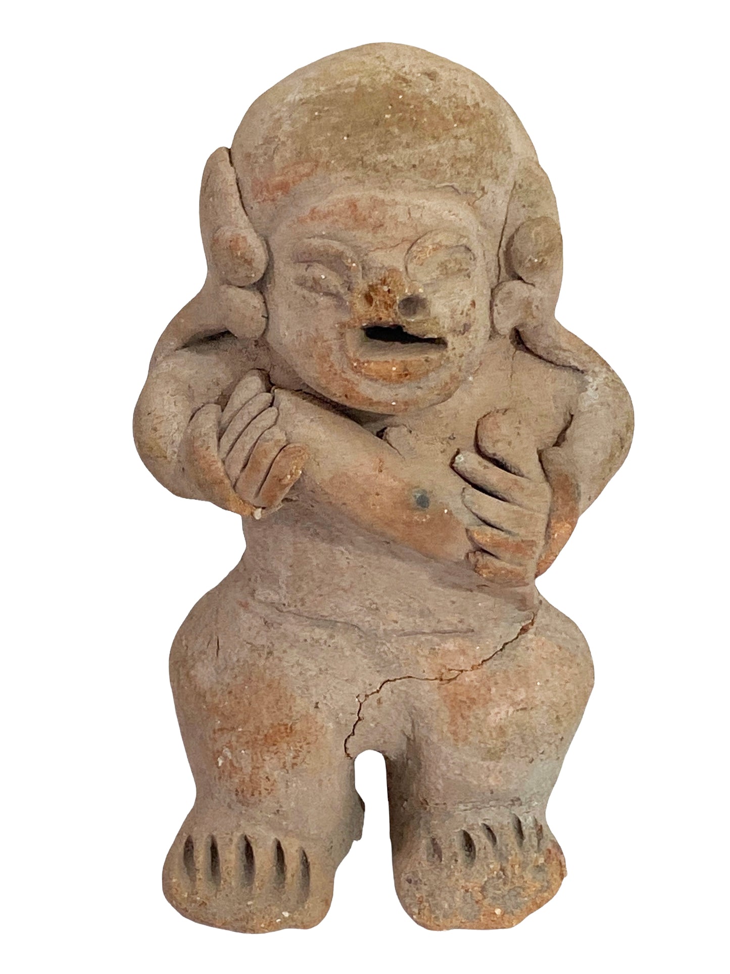 #4622 Rare Pre-Columbian - Jama Coaque Male Figure Holding a Ball