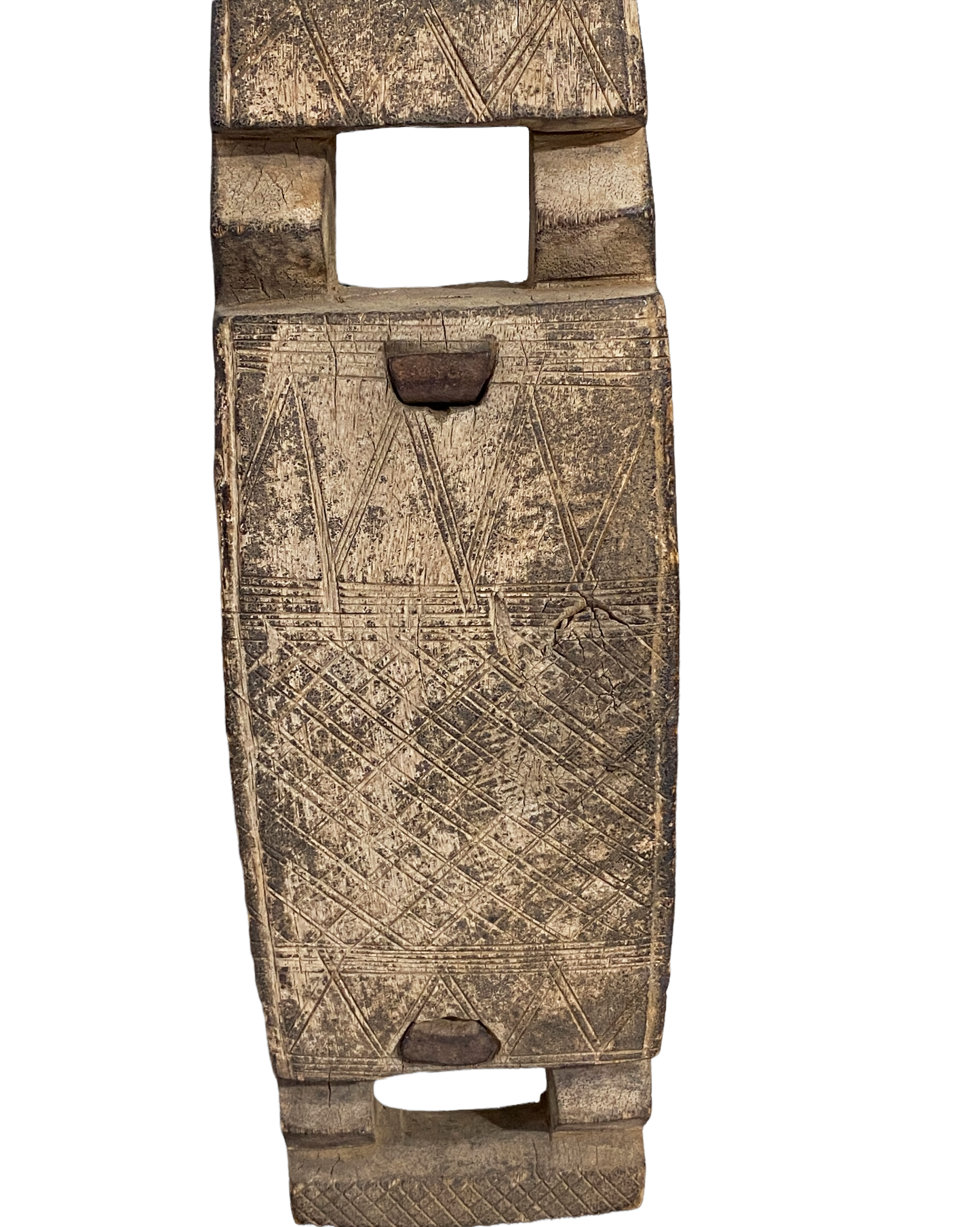 #1402 Rare Old African Dogon Door Lock On stand Mali 16" H
