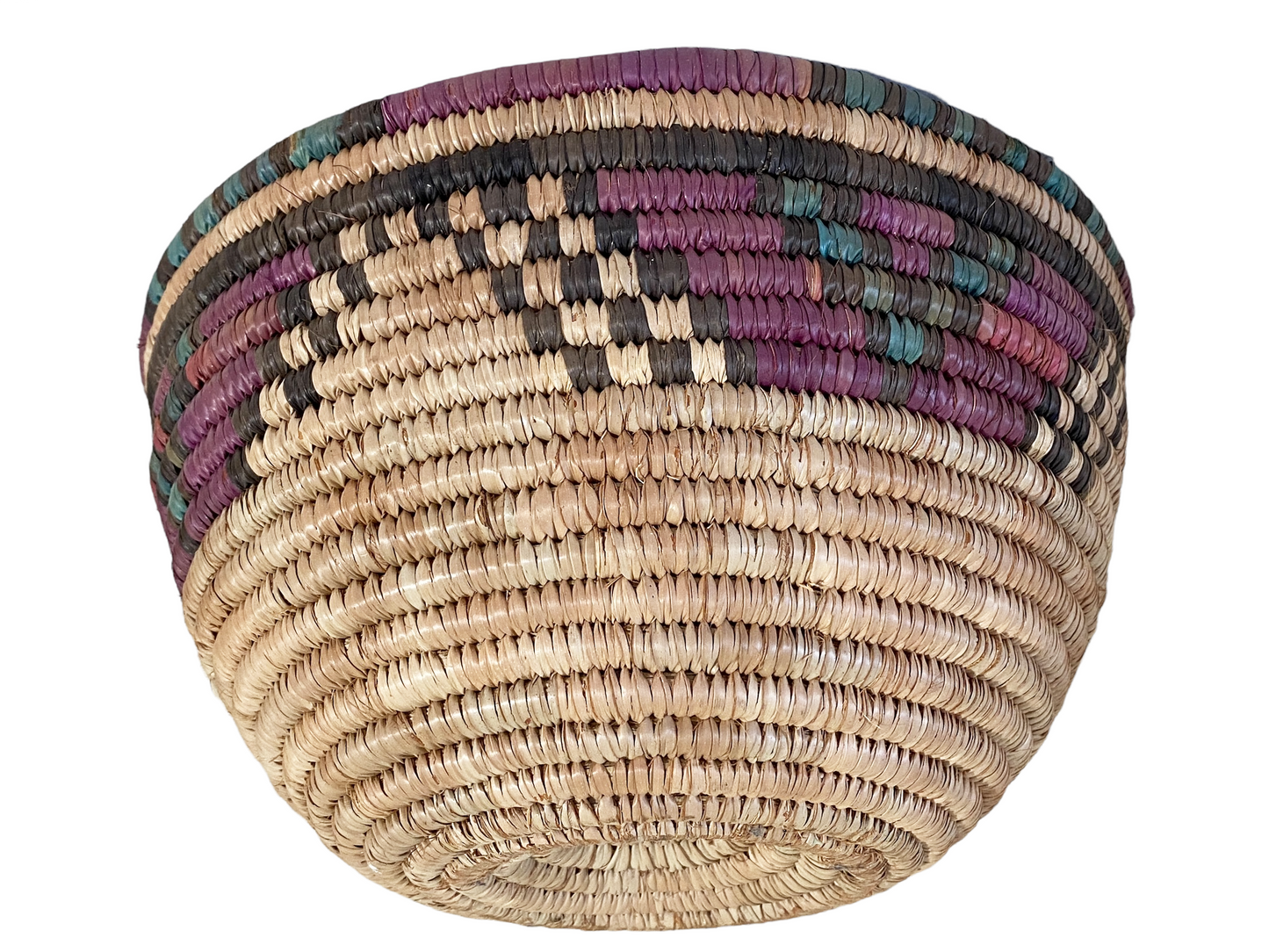 #4777 Vintage Woven Hausa Kanuri Tribe Coil Basket 10.5" x 5.5" Tall N. Nigeria