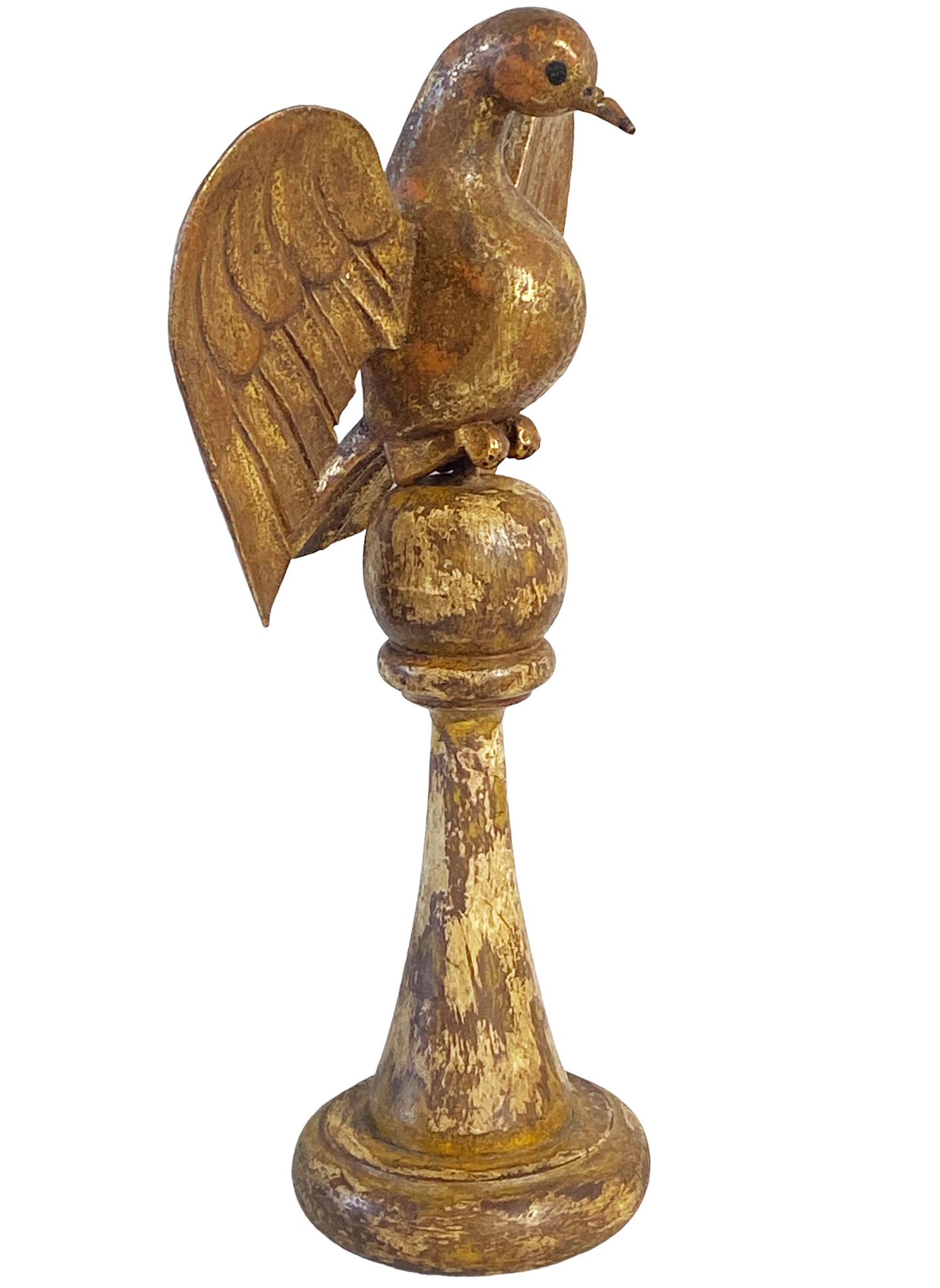 #4952 European Carved Wood Bird Sculpture on Finial 19" H