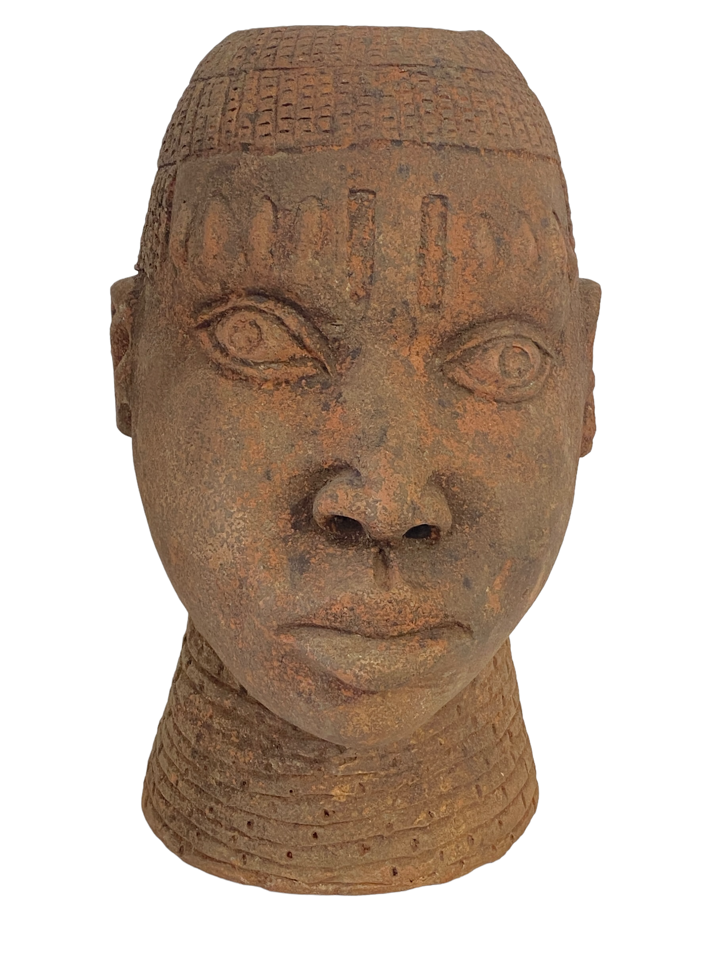 #8356 Large Ife Clay / Terracotta Head of Oni Yoruba Nigeria African 18" H