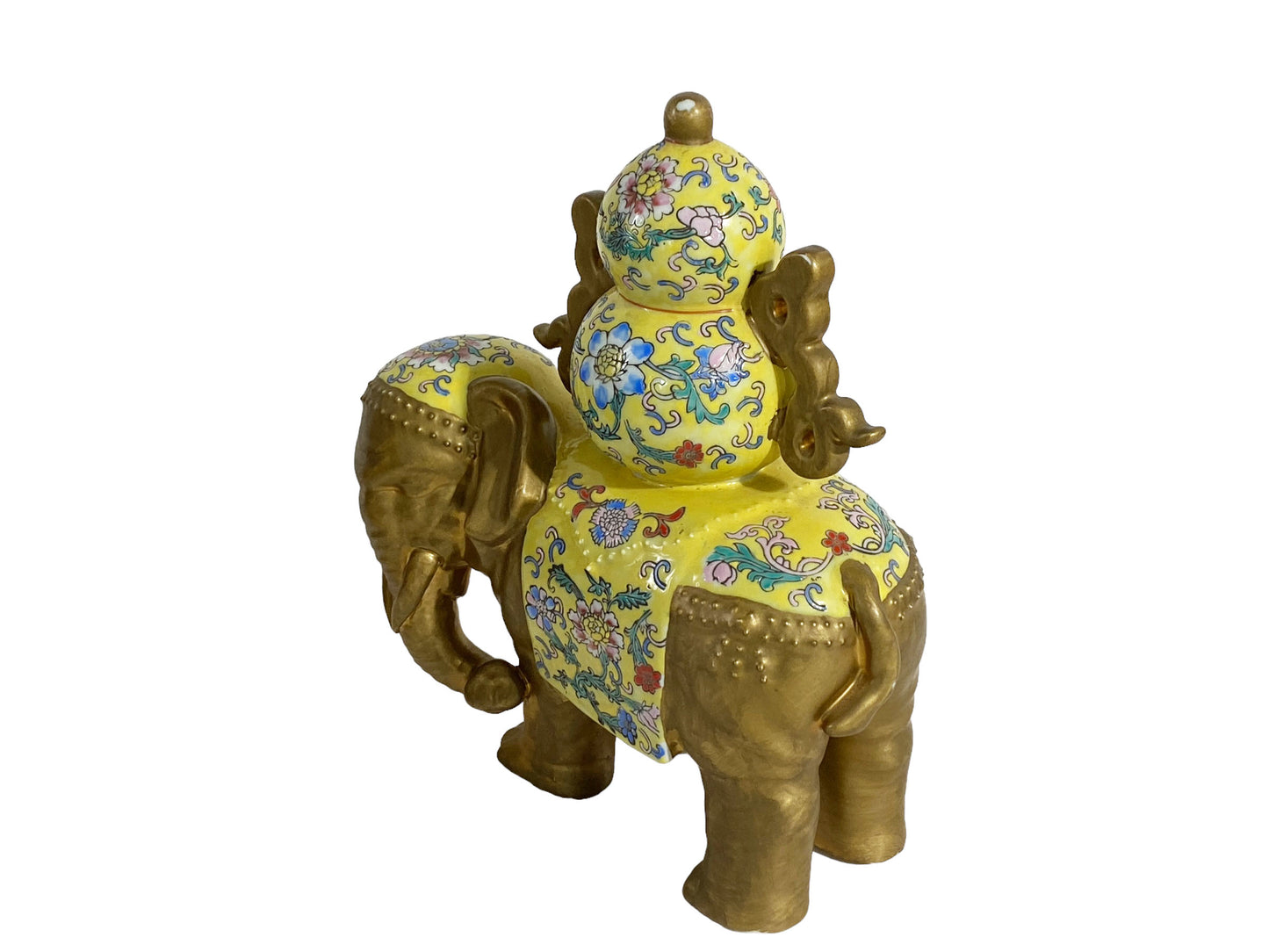 #5466 Chinoiserie Famille Jaune Style Elephant Holding the wealth pot