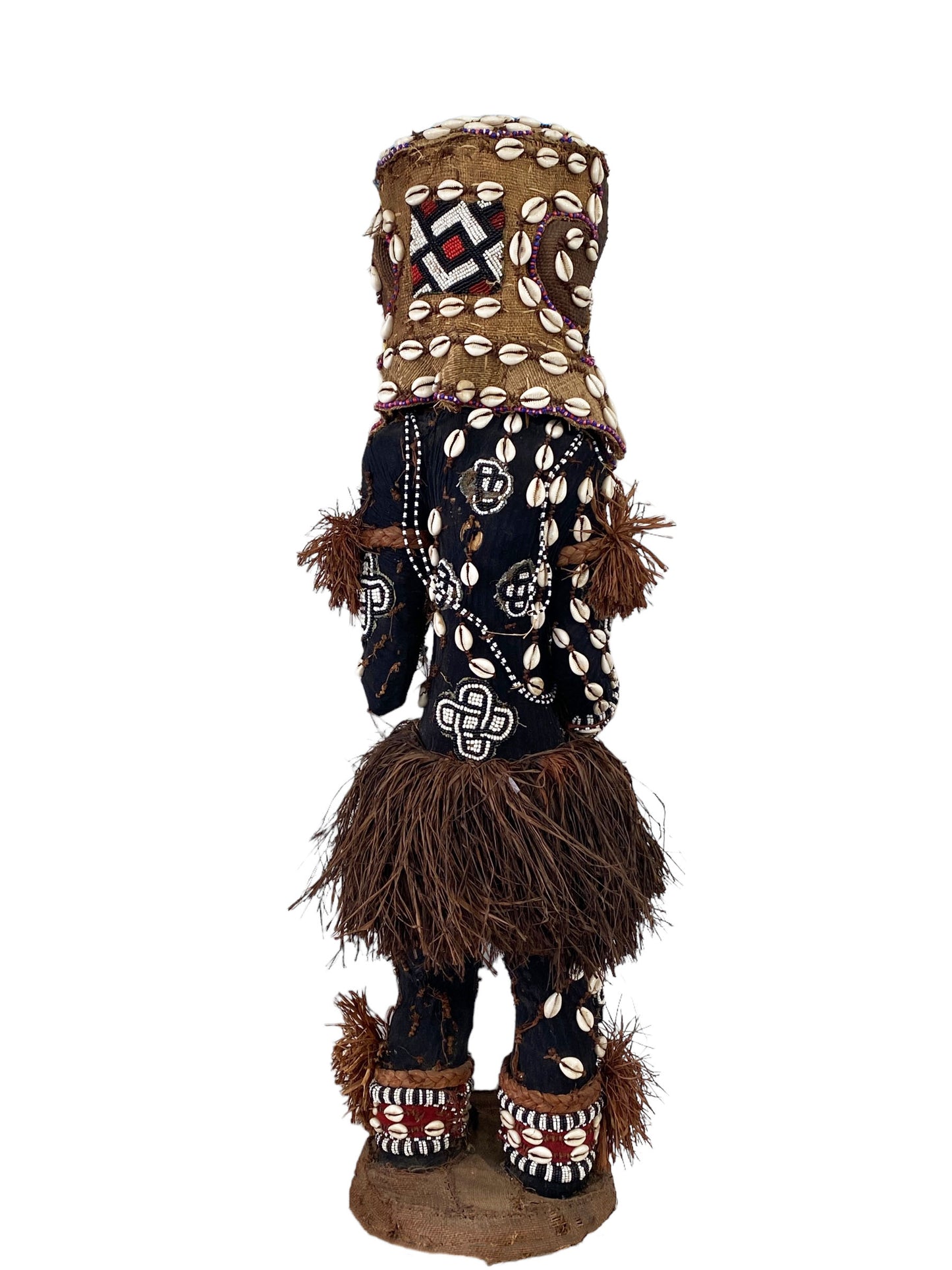 # 5469 Rare Royal Kuba Mukenga Beaded  Bird Dancing sculpture Congo Africa 32" H