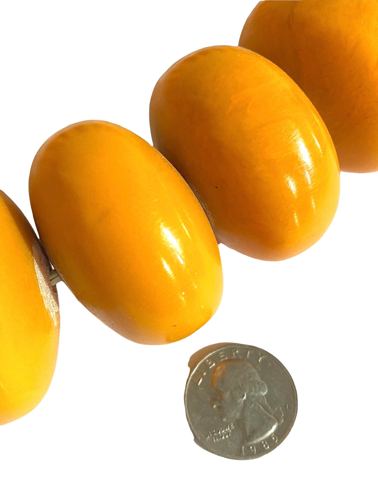 #4555 Jumbo African Currency 40 Amber Beads Nigeria