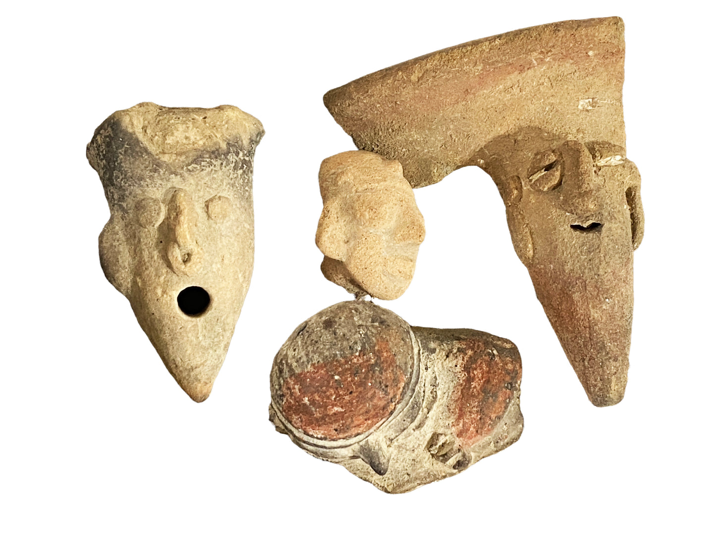 #4635 Rare Pre-Columbian Mounted Pottery 17 Fragments
