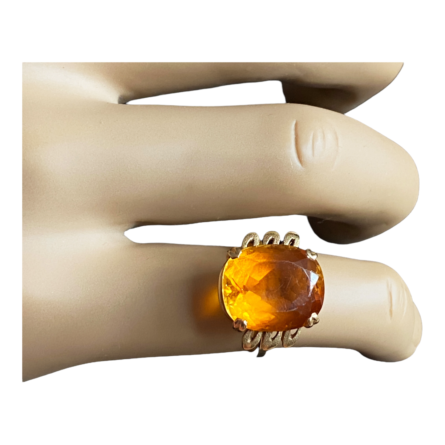 #4871  Retro 18K Gold  Imperial Citrine Brazilian Quartz Ring size 6