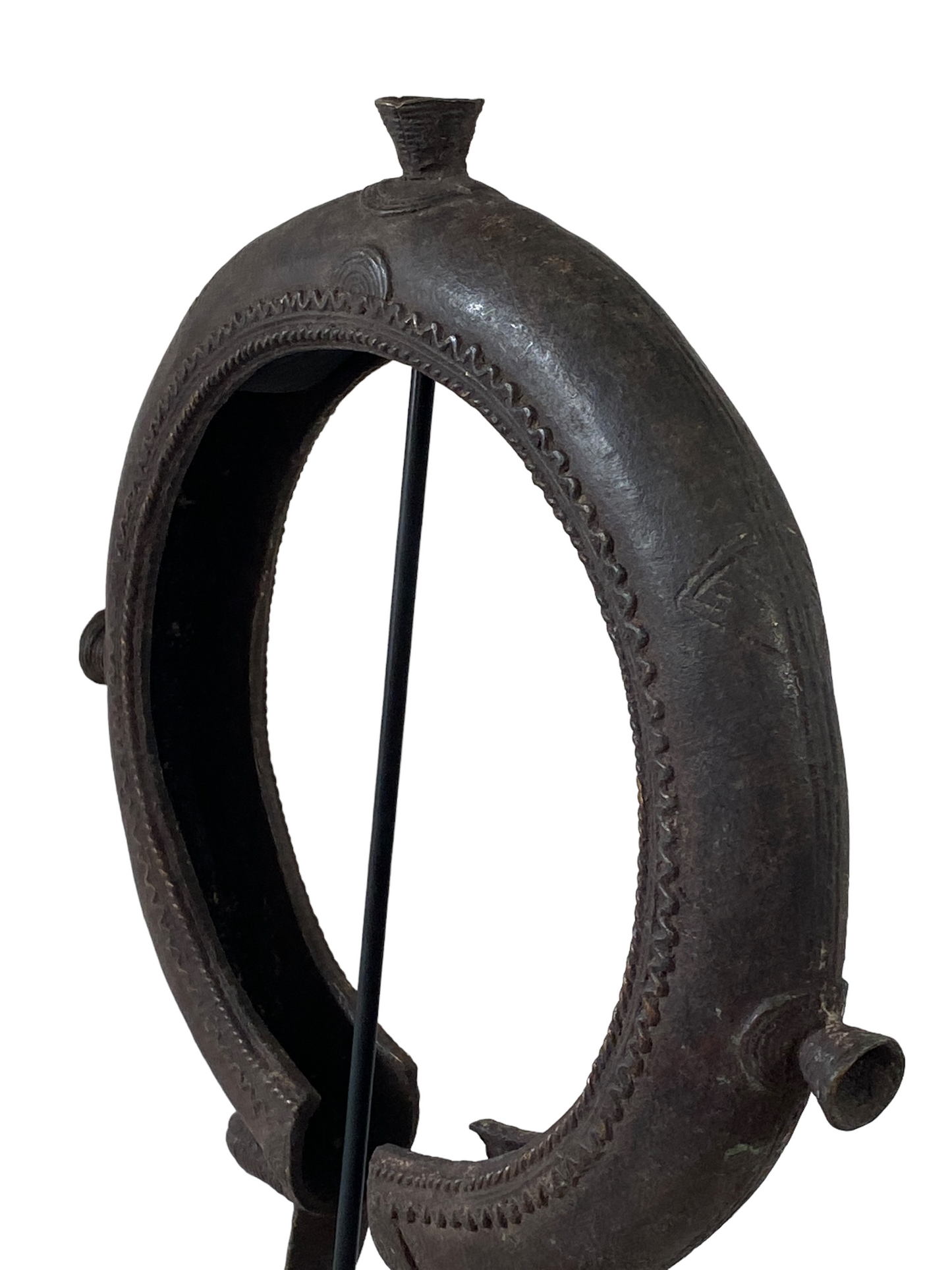 #4949 LG African Old Tikar People Currency Bracelet  Cameroon 22.25" h w/stand