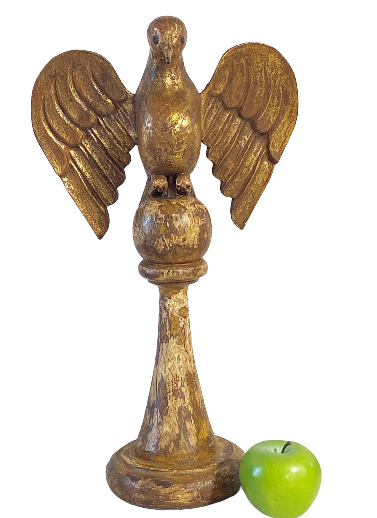 #4952 European Carved Wood Bird Sculpture on Finial 19" H