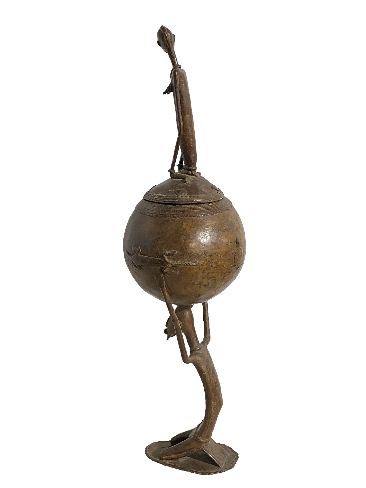 #5014 LG  African Dogon  Mali Ceremonial Bronze Bowl 27" H