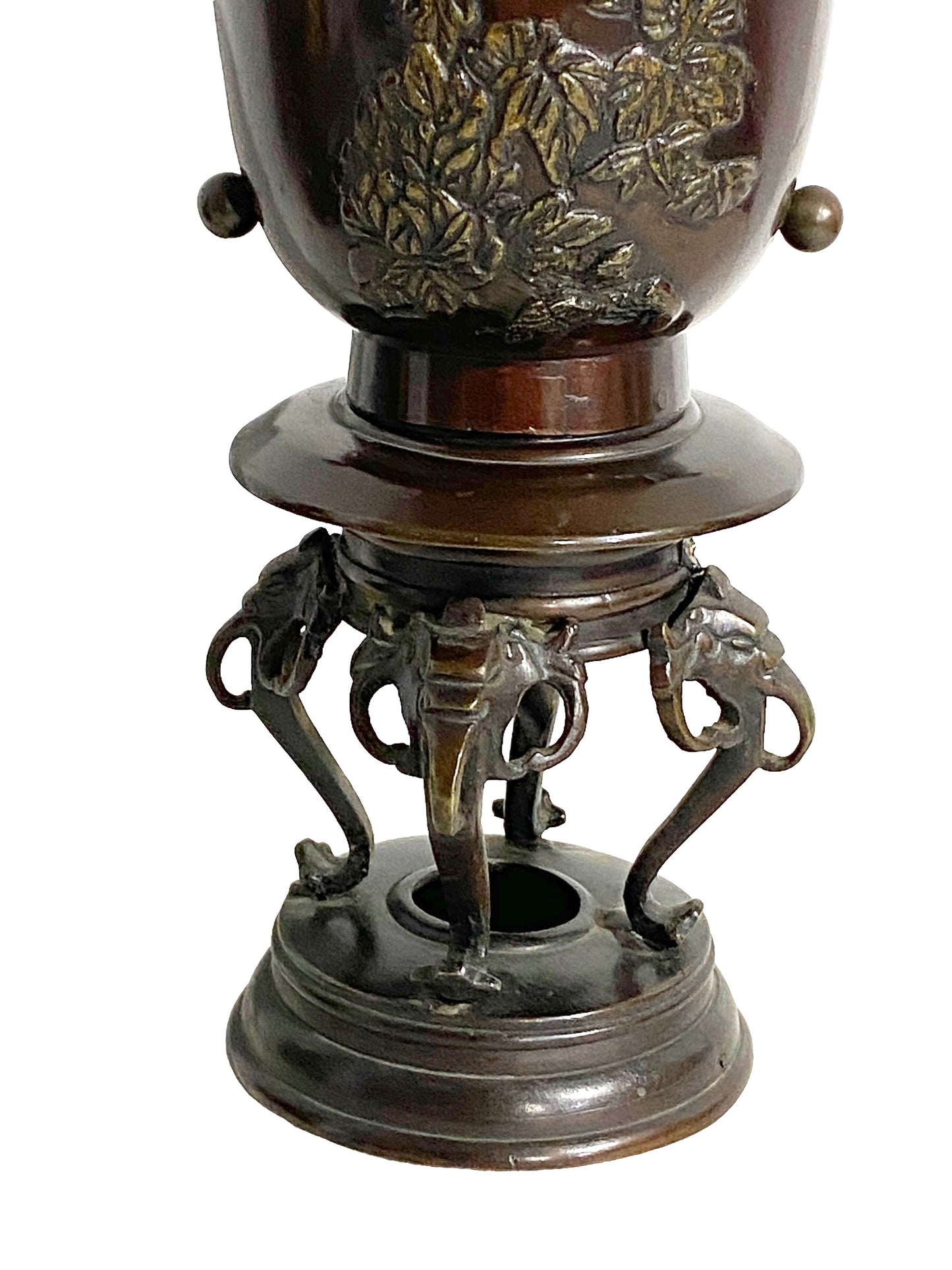 #6747 Old Japanese Bronze Incense Burner 8" H