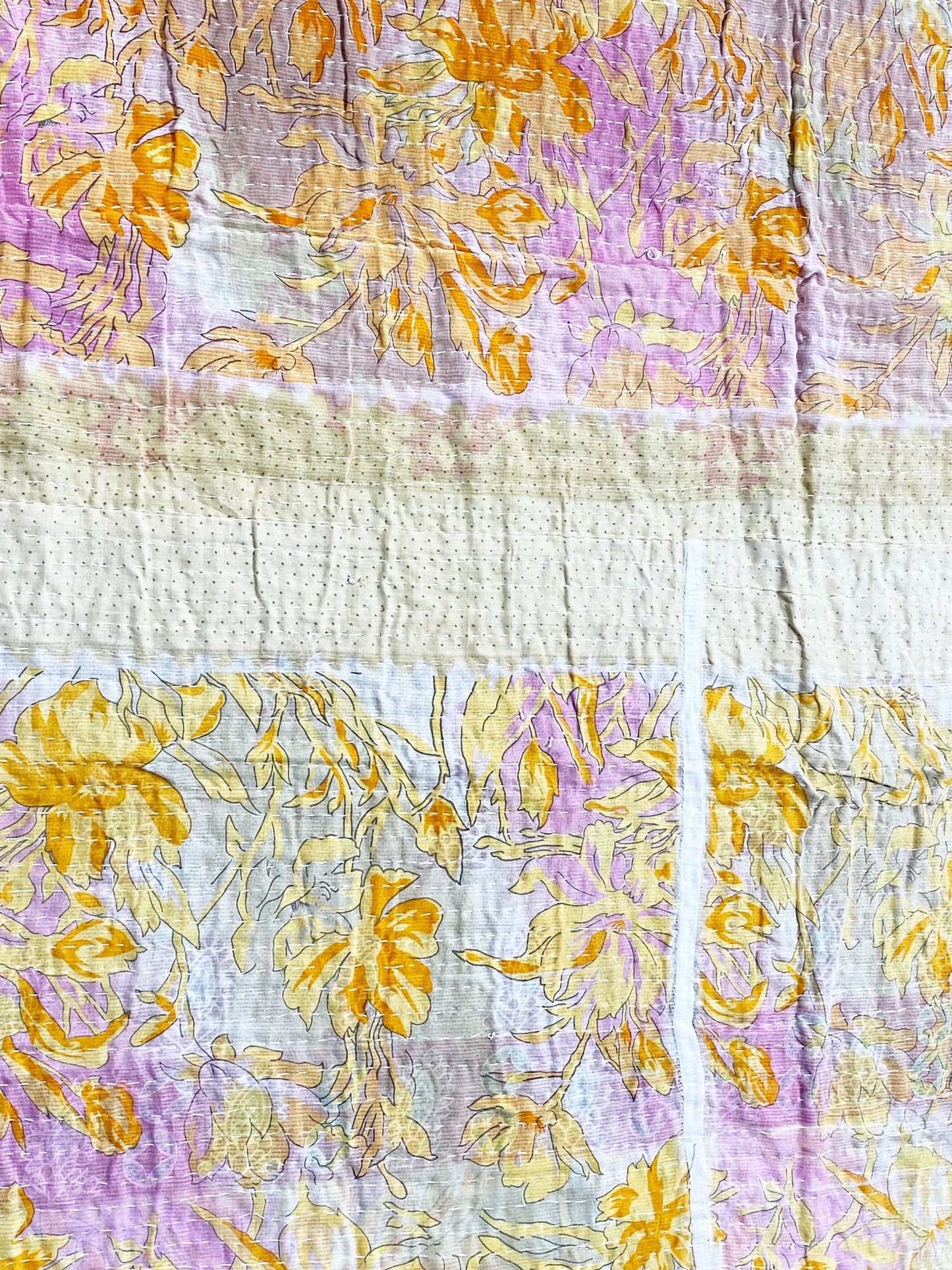 # 5324 Vintage Indian CottonThrow Kantha Quilt 89" by 56"
