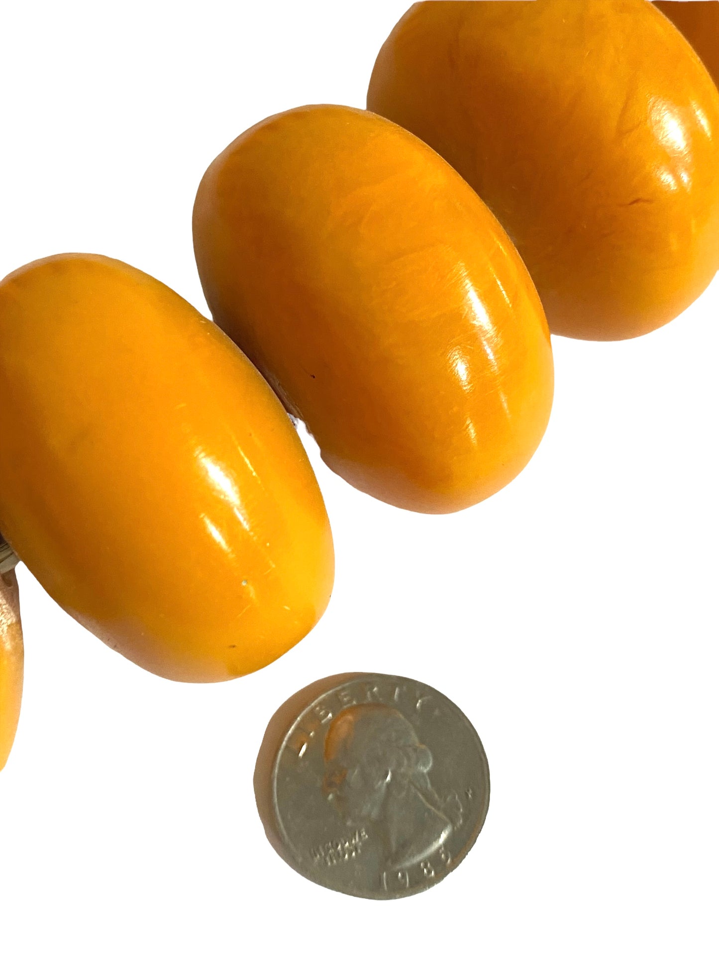 #4555 Jumbo African Currency 40 Amber Beads Nigeria