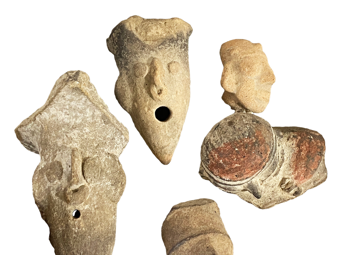 #4635 Rare Pre-Columbian Mounted Pottery 17 Fragments