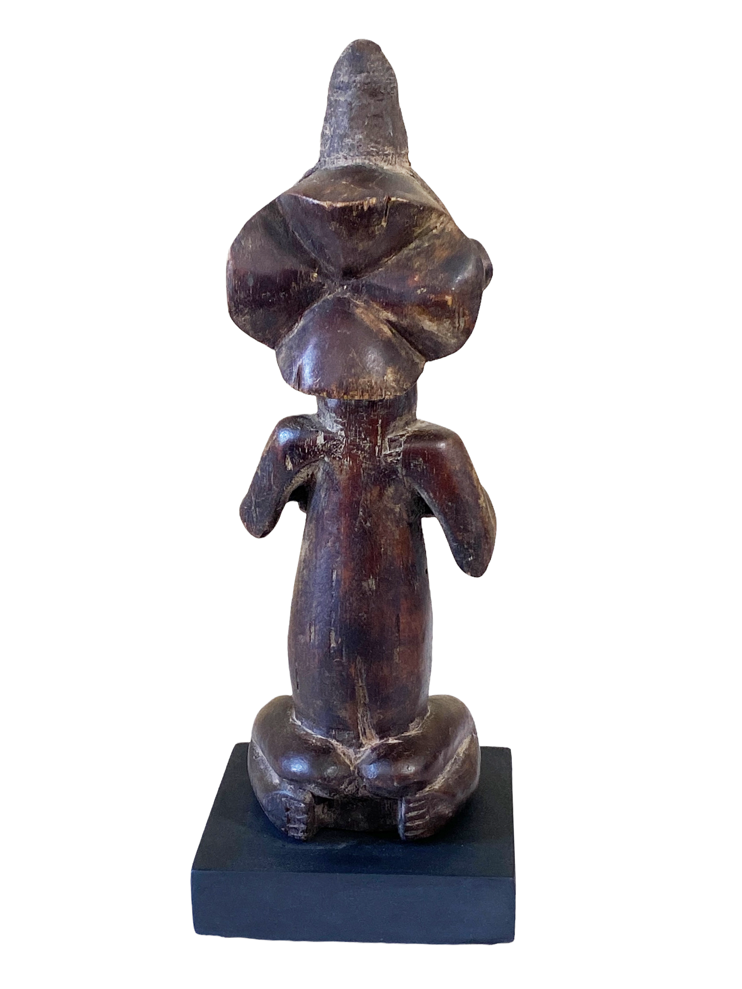 #4745 Tribal  African Luba, Court Knelling  Fertility Female DR of Congo on Stand 13.5" H