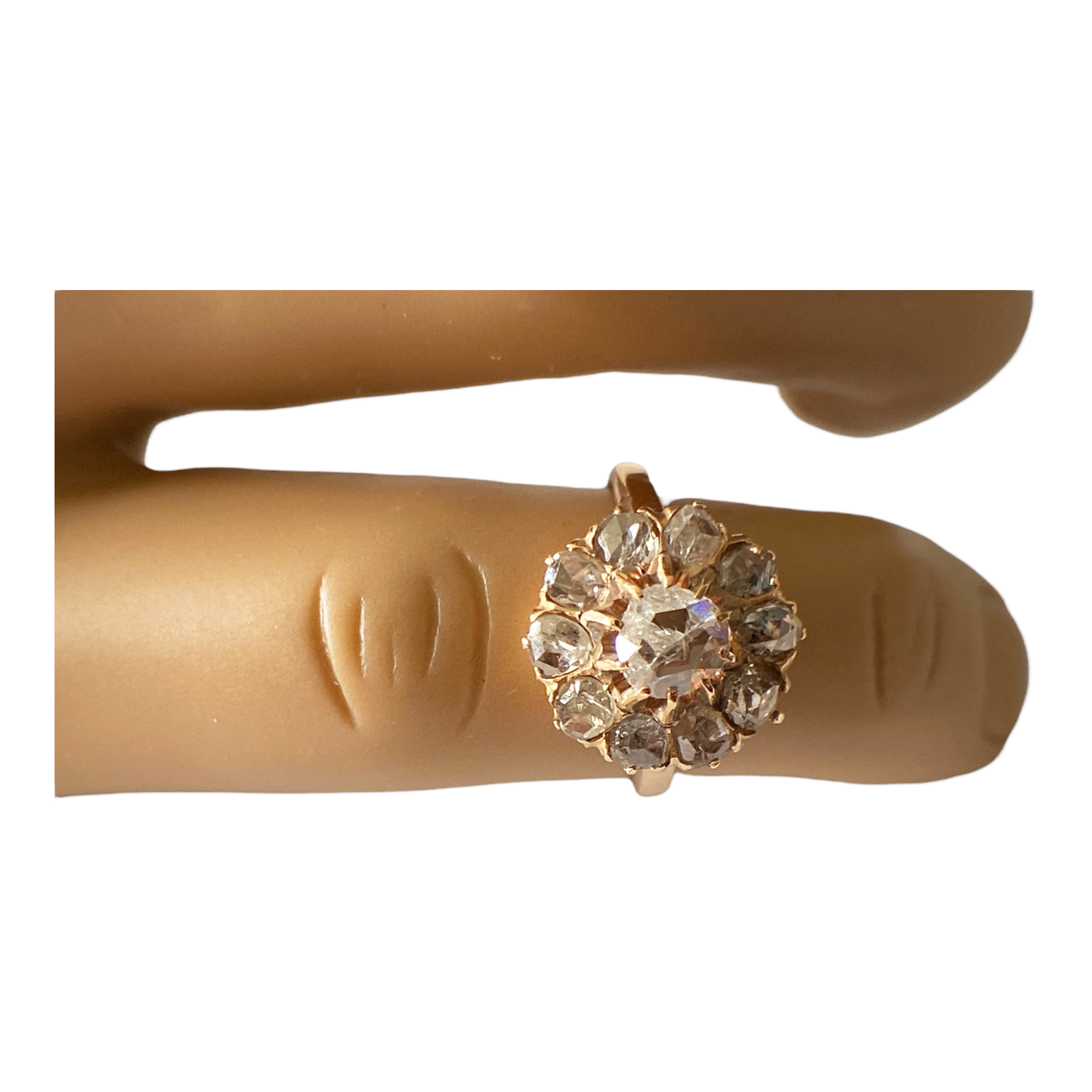 #4867  14K Yellow Gold Rose Cut Diamond Ring size 5 3/8