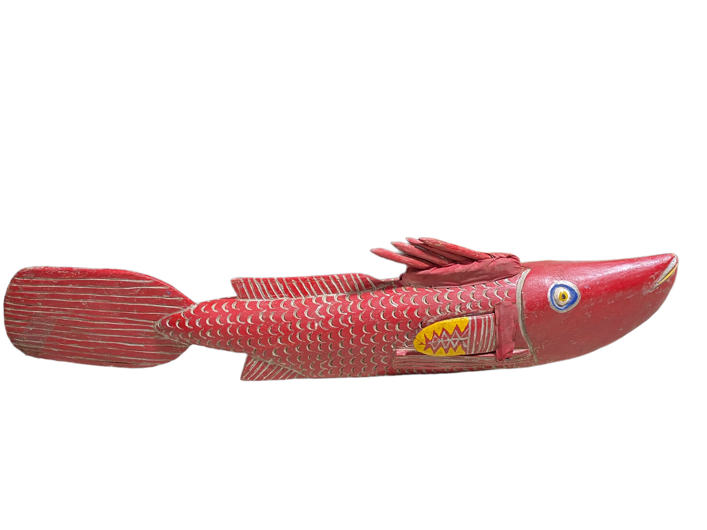 # 4938 African Wooden Fish Bozo Tribe Mali 44.5" W