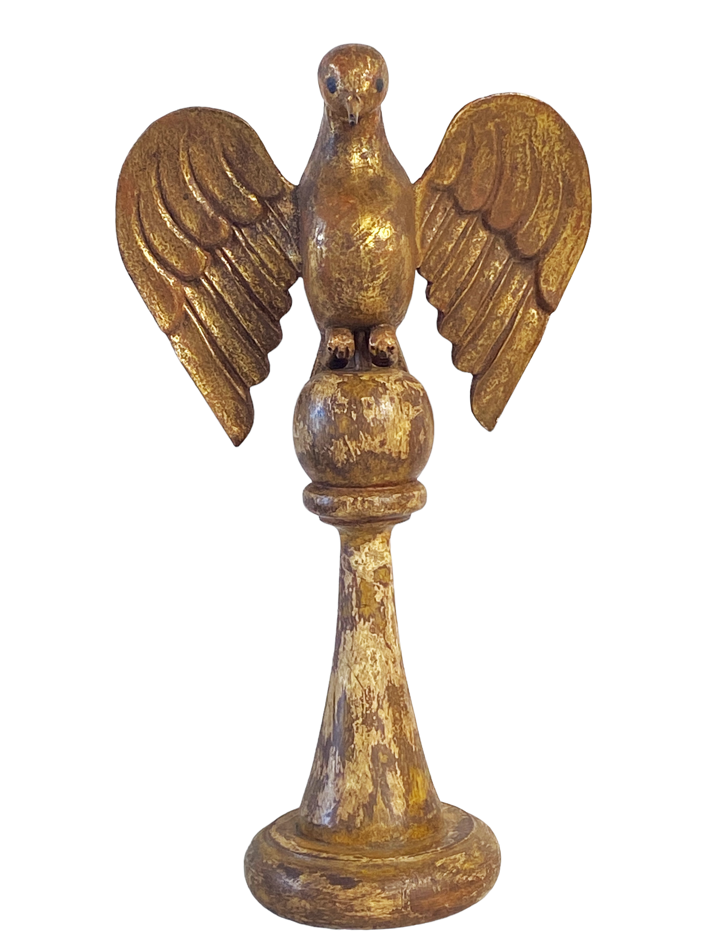 #4952 European Carved Wood Bird Sculpture on Finial 19" H