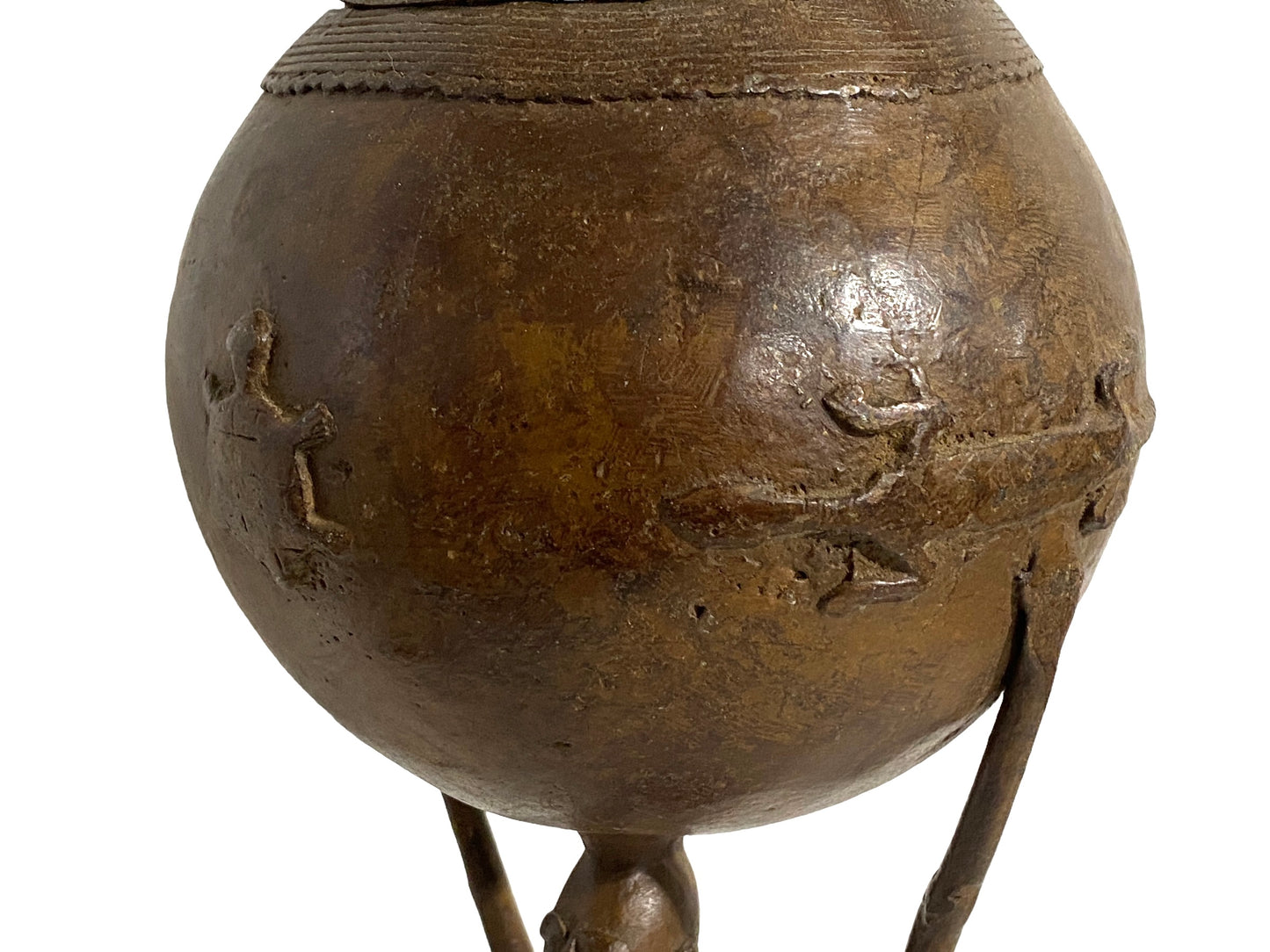 #5014 LG  African Dogon  Mali Ceremonial Bronze Bowl 27" H