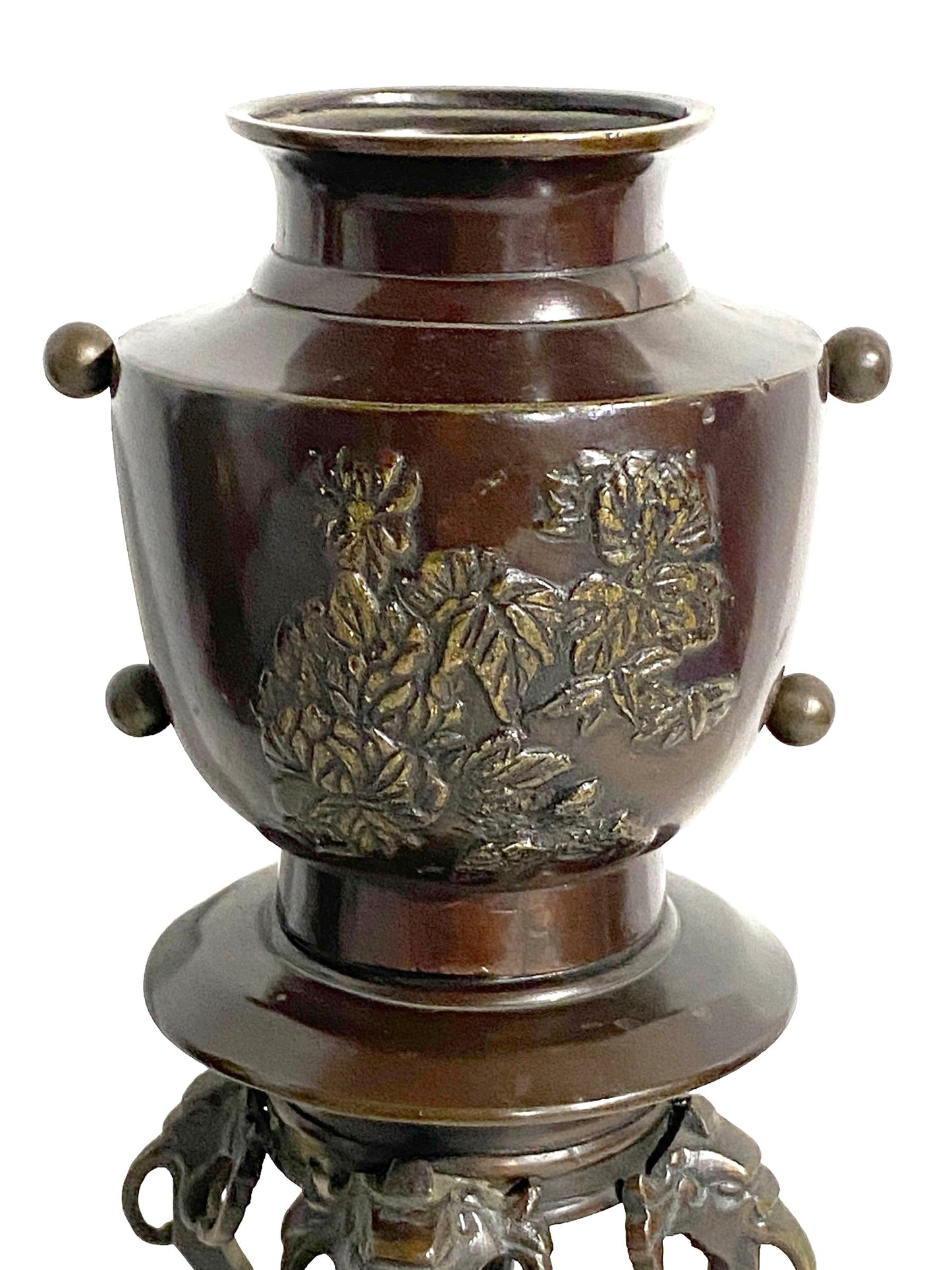 #6747 Old Japanese Bronze Incense Burner 8" H