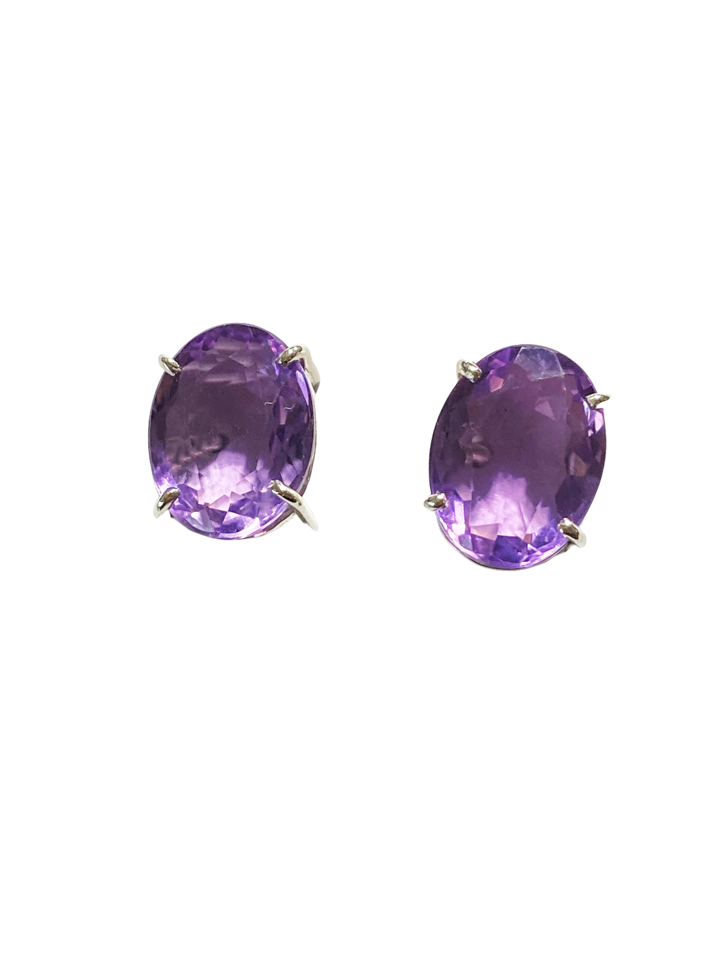 #5053 Custom Made Sterling silver Genuine Brazilian Amethyst Studs