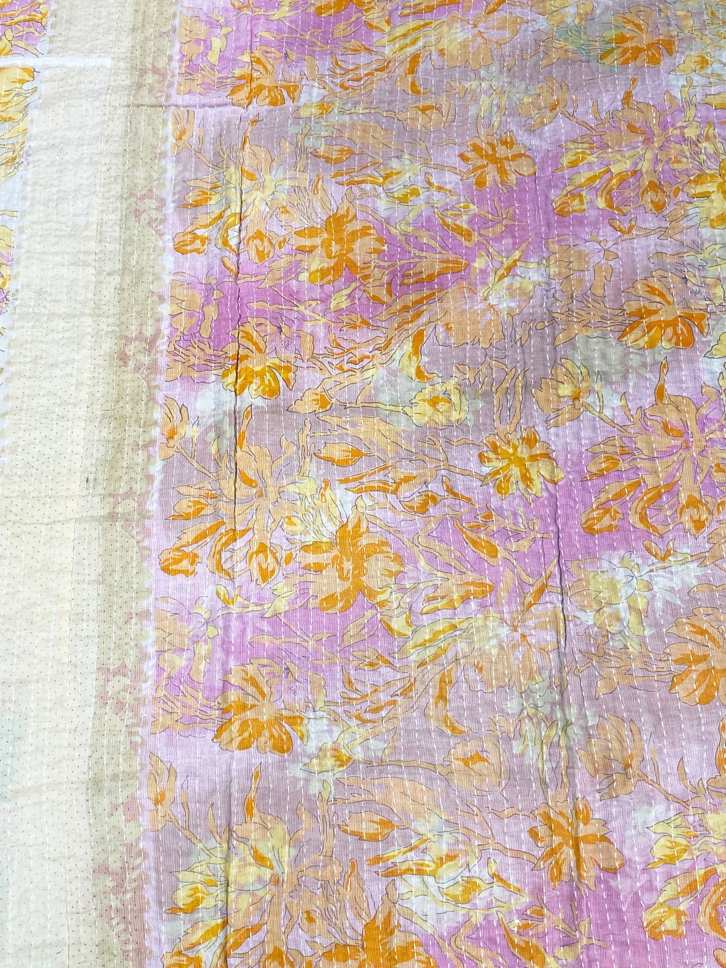 # 5324 Vintage Indian CottonThrow Kantha Quilt 89" by 56"