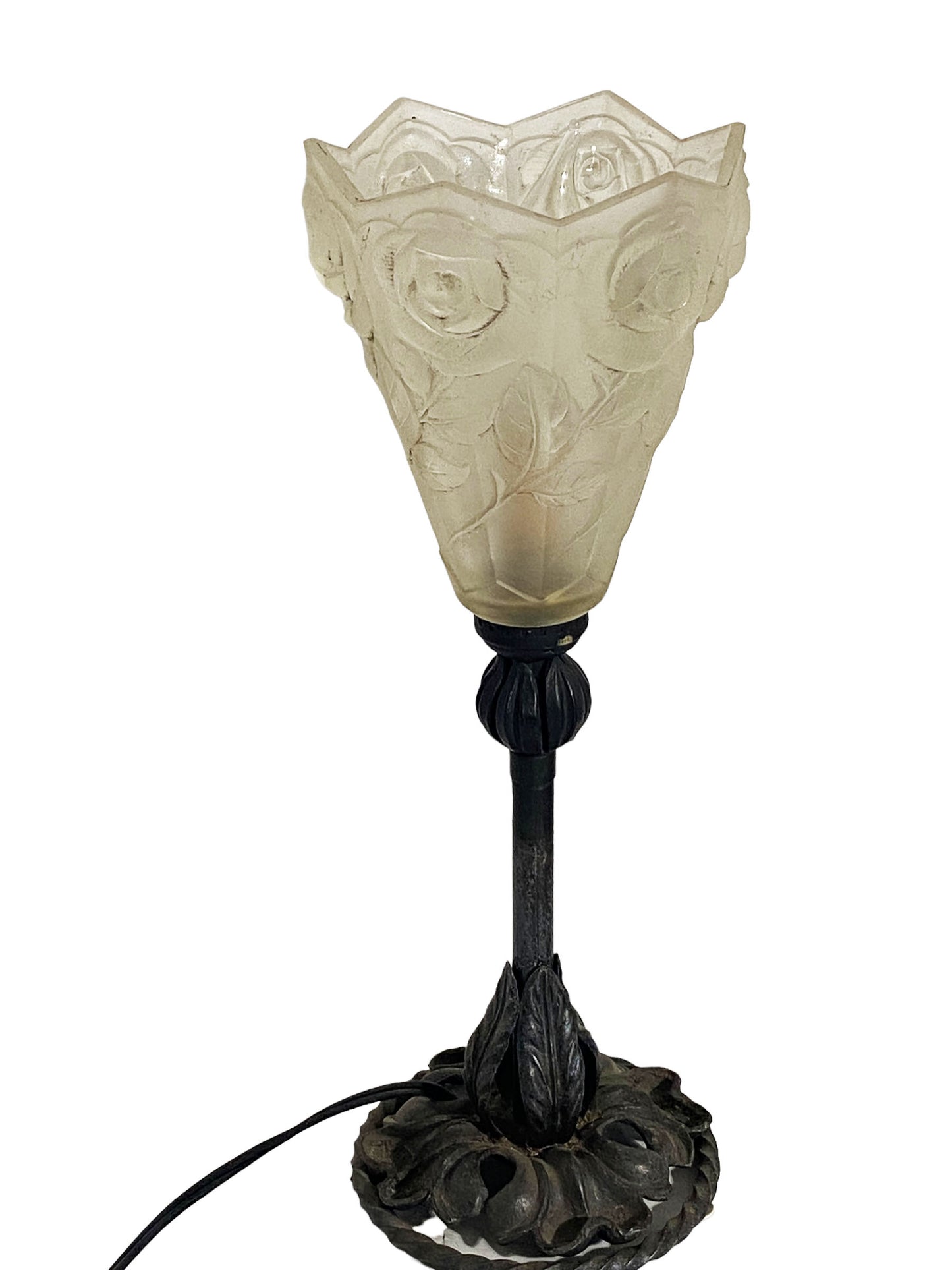 #5404 1920 French Table Lamp Verrerie Des Hanots Verlys