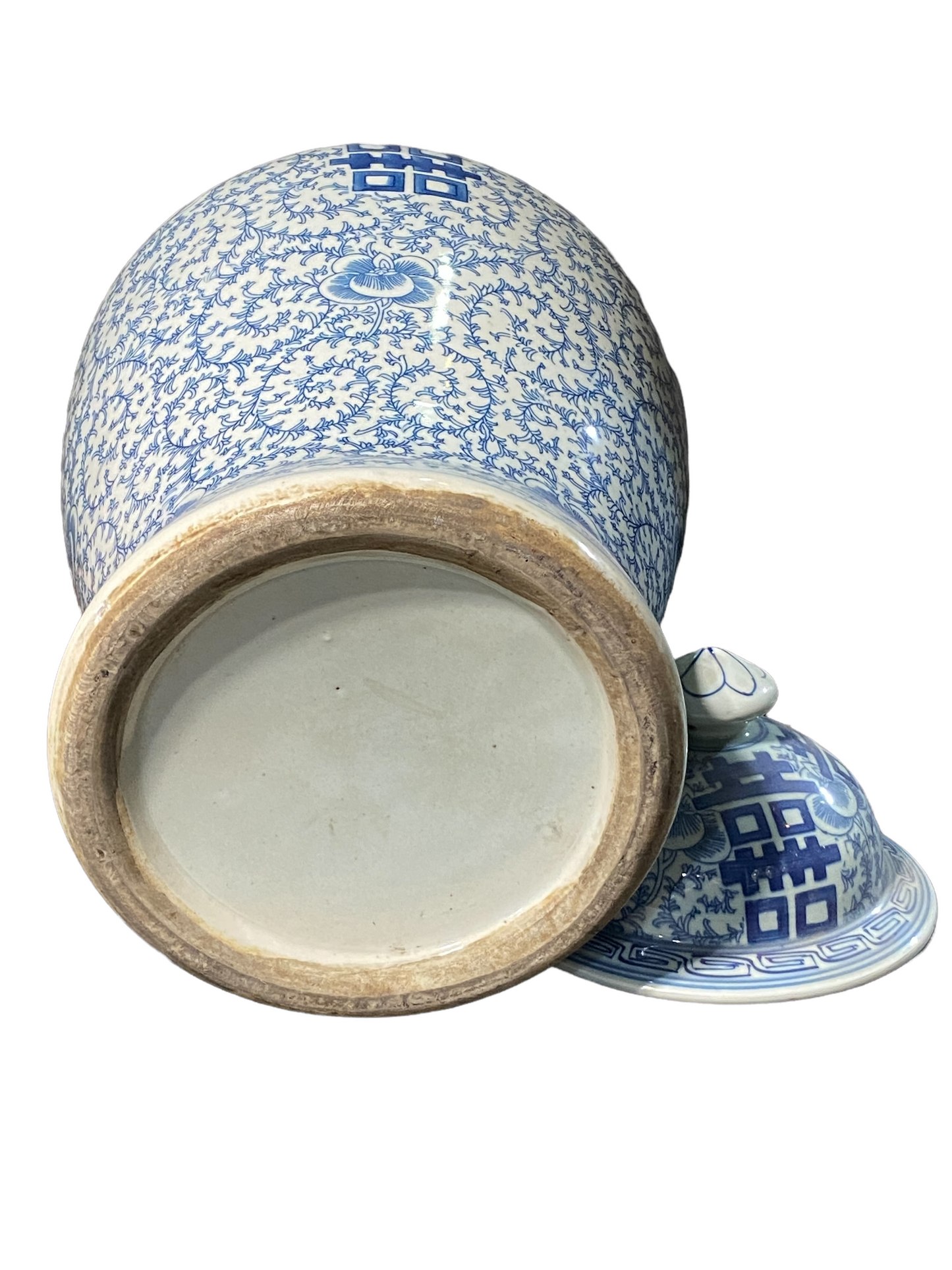 #3985 Chinese B & W Porcelain Double Happiness Jar, 20" H