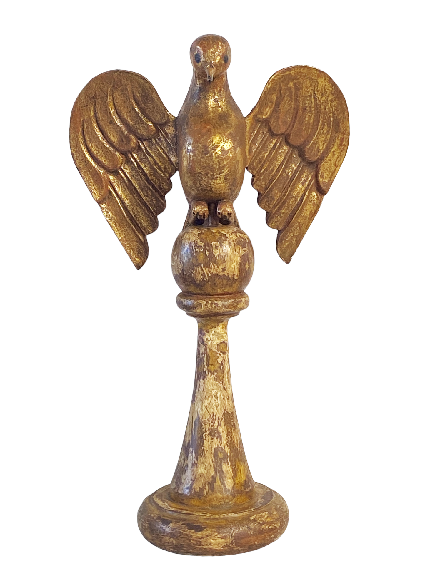 #4952 European Carved Wood Bird Sculpture on Finial 19" H